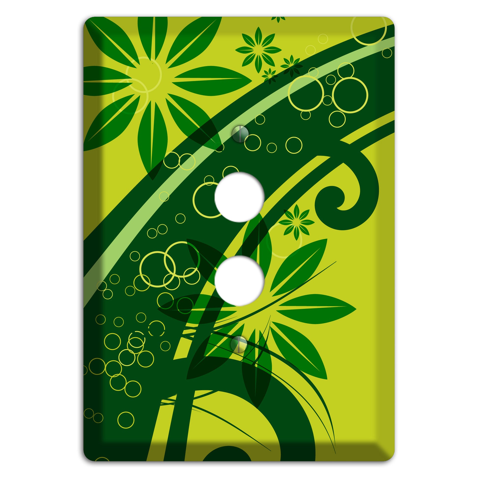 Green Retro Floral 1 Pushbutton Wallplate
