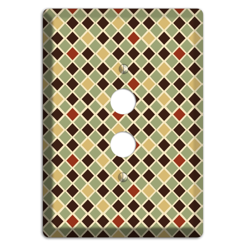 Olive Mustard Maroon Diamonds 1 Pushbutton Wallplate