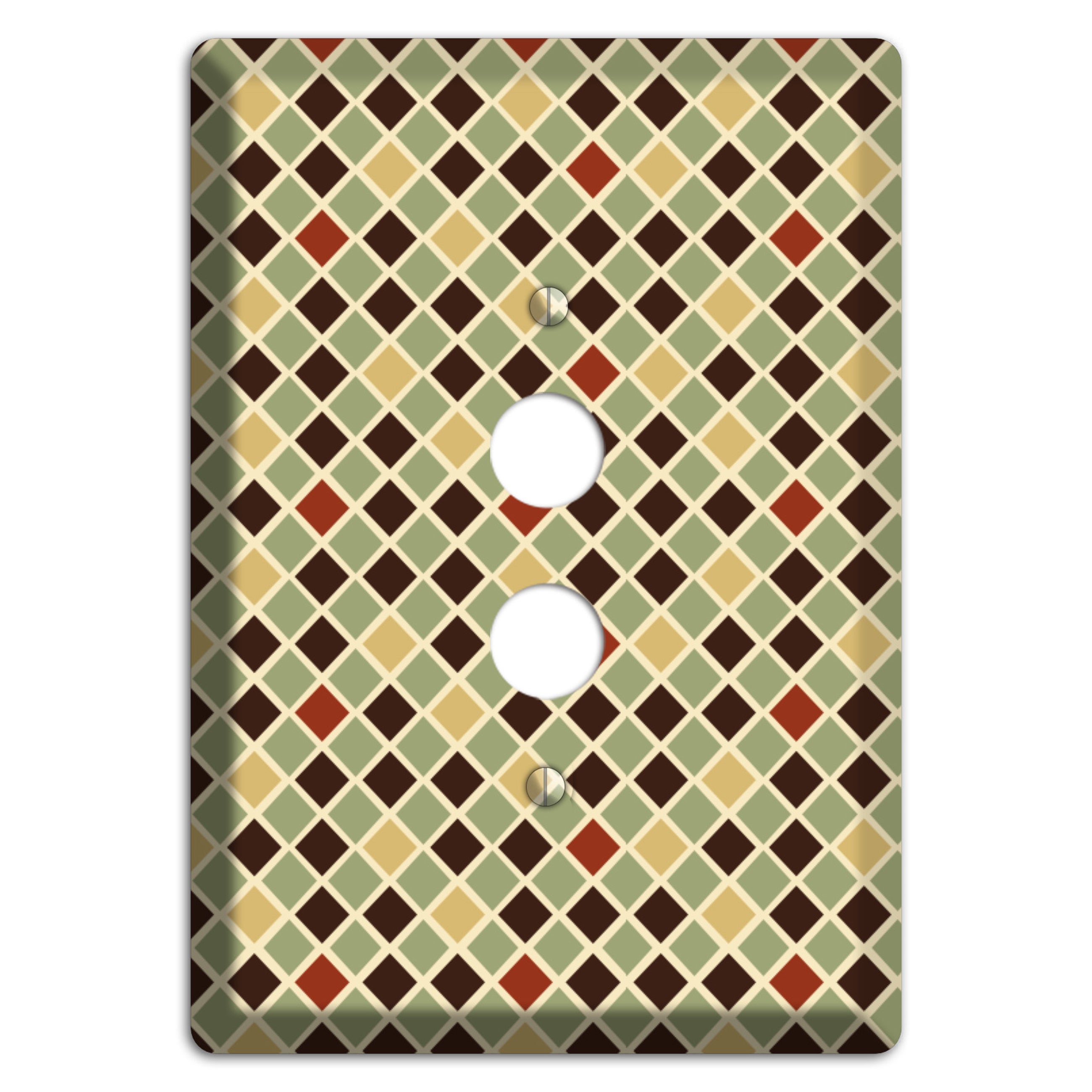 Olive Mustard Maroon Diamonds 1 Pushbutton Wallplate