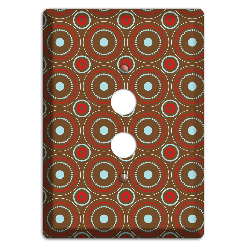 Brown with Red and Dusty Blue Retro Suzani 1 Pushbutton Wallplate