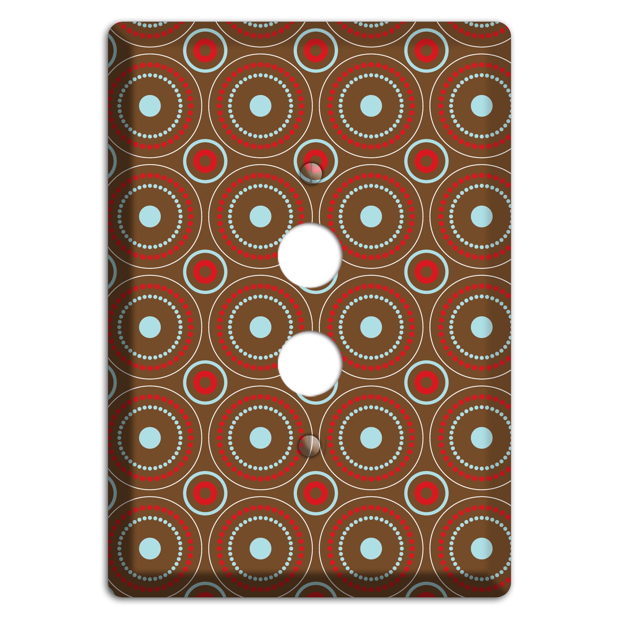 Brown with Red and Dusty Blue Retro Suzani 1 Pushbutton Wallplate