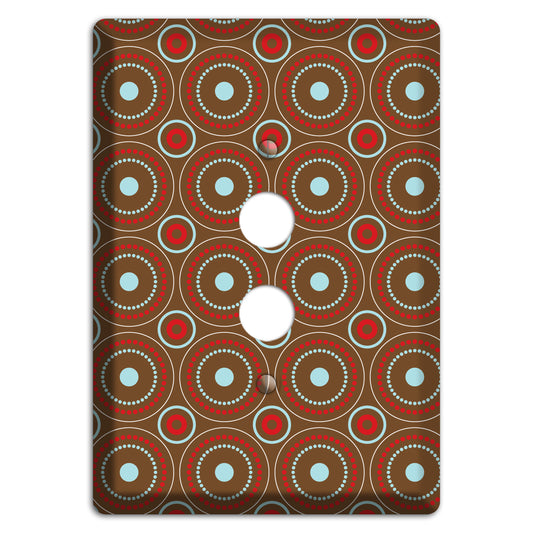 Brown with Red and Dusty Blue Retro Suzani 1 Pushbutton Wallplate