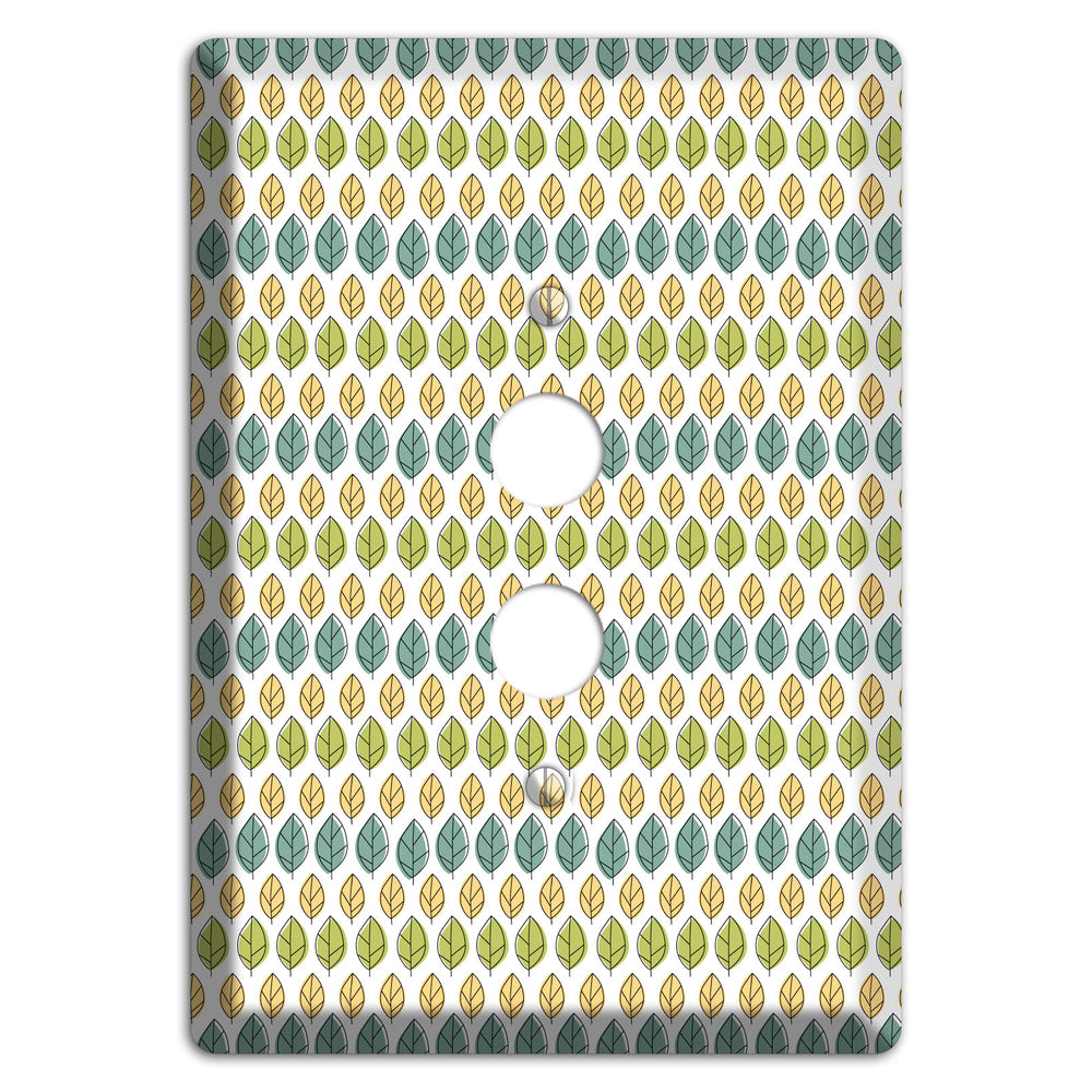 Sage Beige Dusty Blue Leaf Contour 1 Pushbutton Wallplate