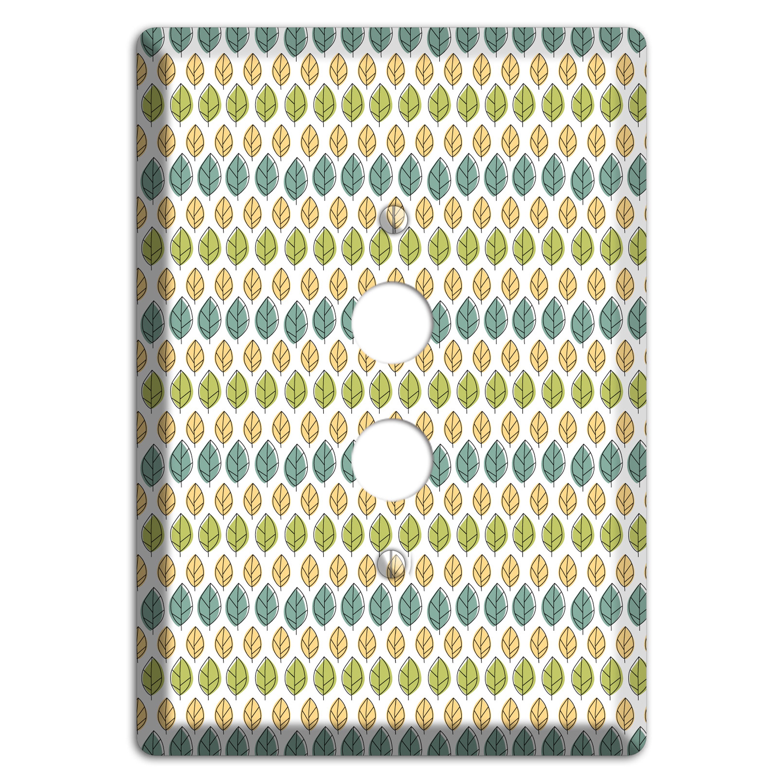 Sage Beige Dusty Blue Leaf Contour 1 Pushbutton Wallplate