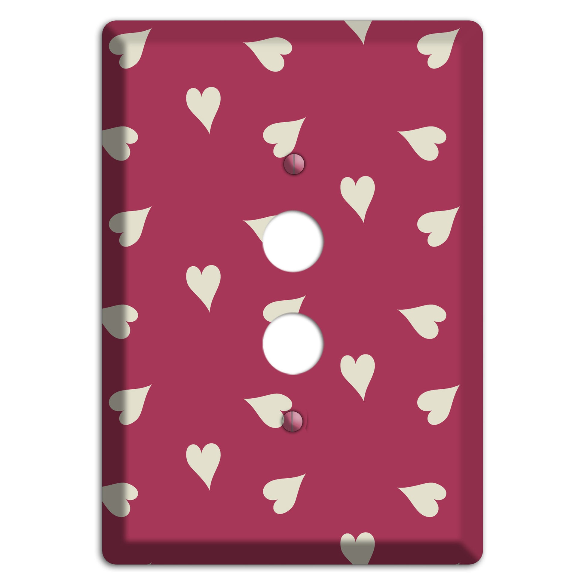 Fuschia with White Hearts 1 Pushbutton Wallplate