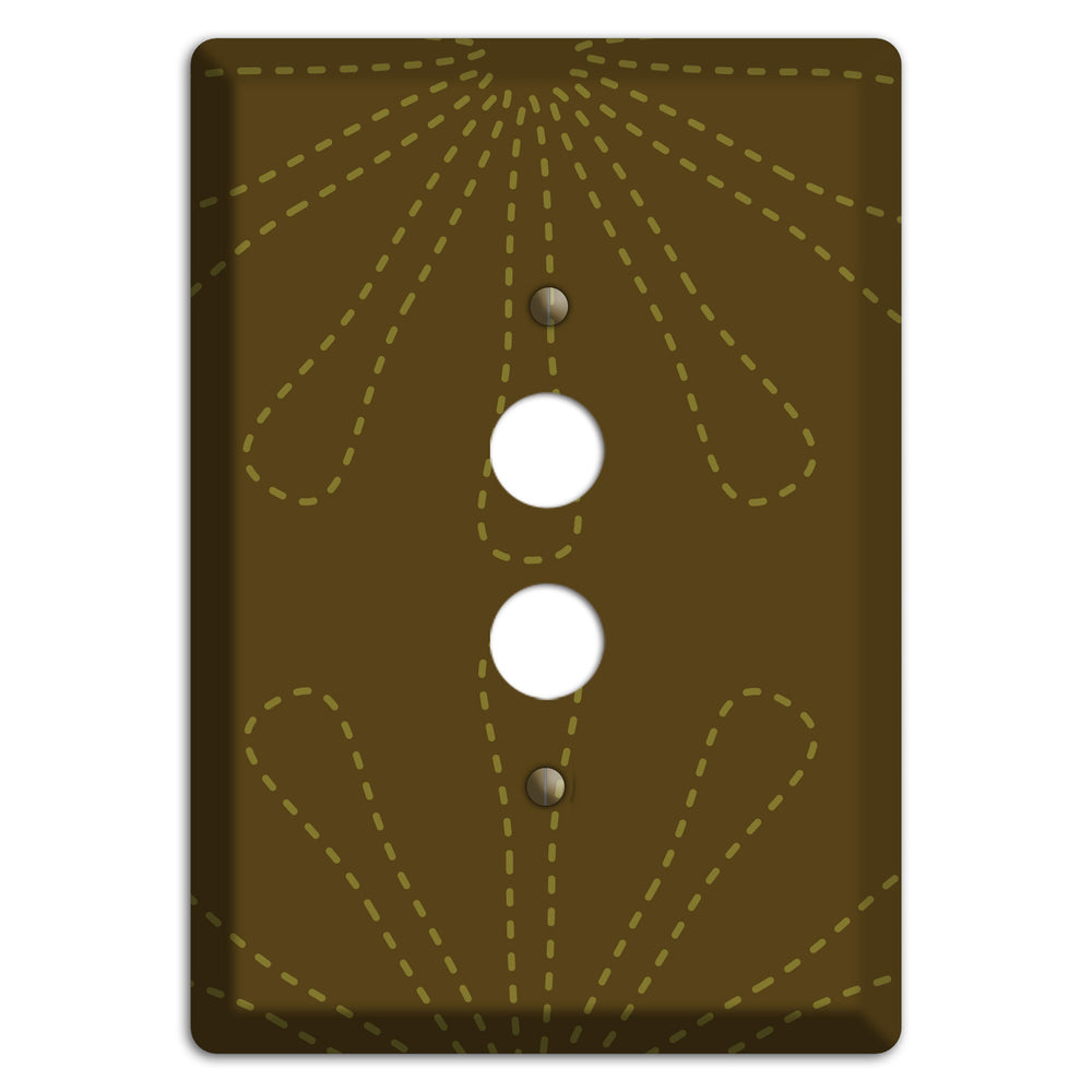 Brown Retro Stipple Floral Contour 1 Pushbutton Wallplate