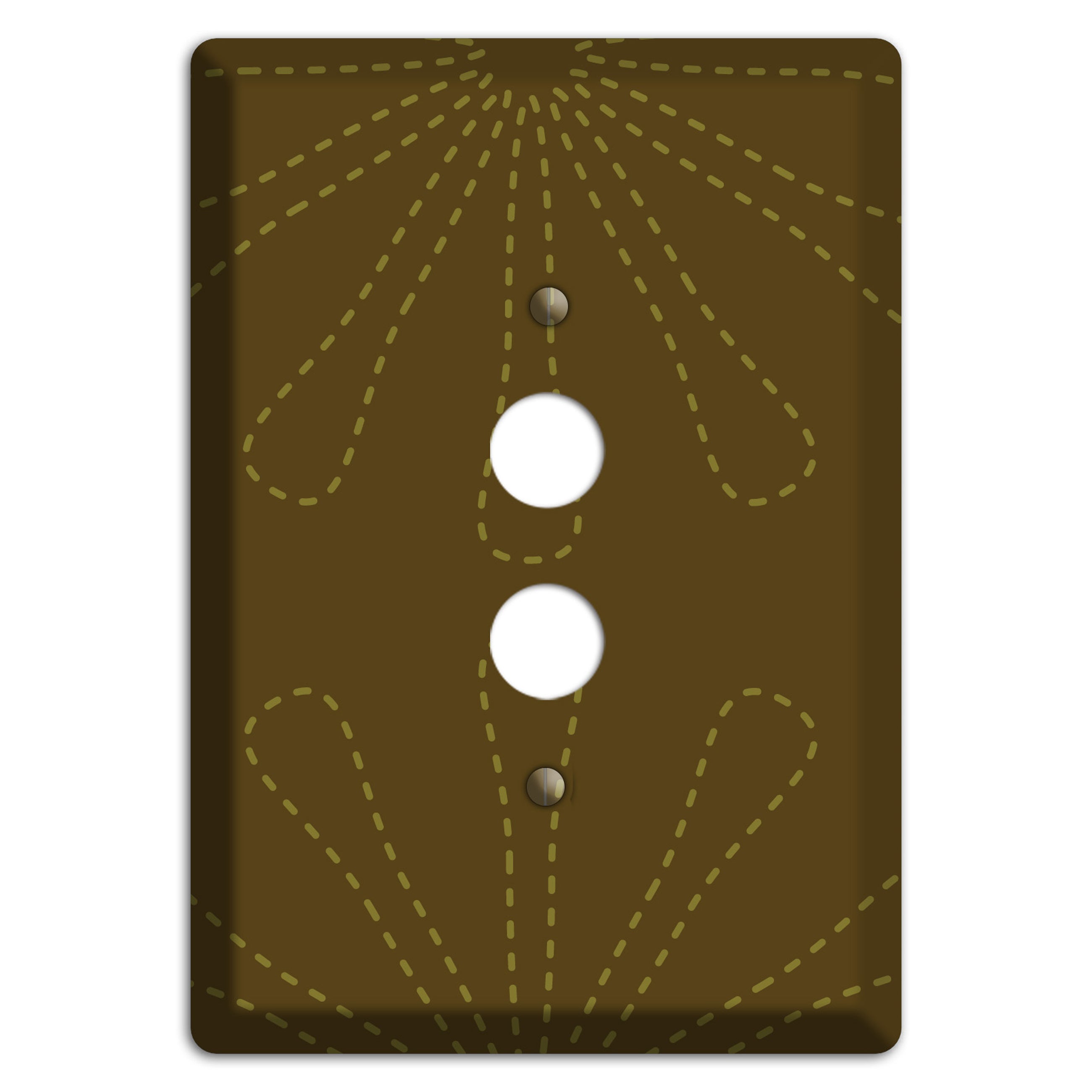 Brown Retro Stipple Floral Contour 1 Pushbutton Wallplate