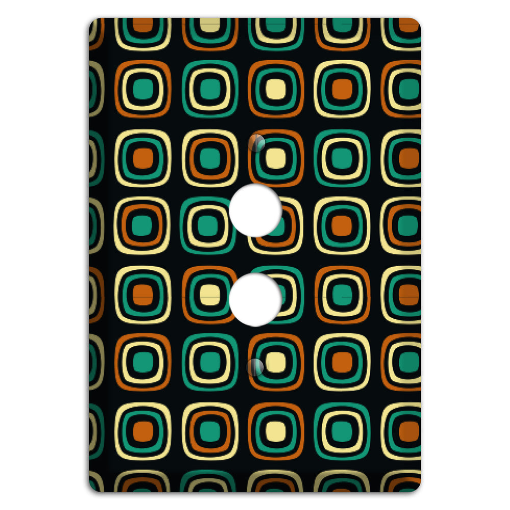 Multi Brown Umber Teal Retro Squares 1 Pushbutton Wallplate