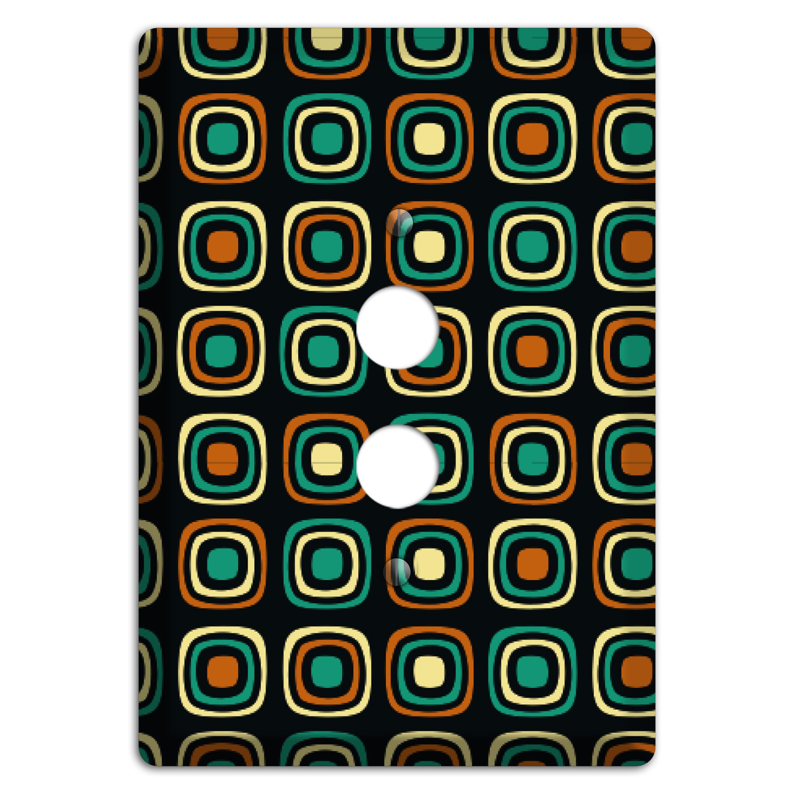 Multi Brown Umber Teal Retro Squares 1 Pushbutton Wallplate