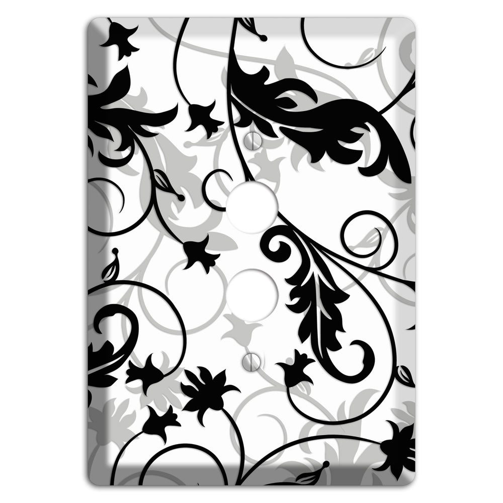 Black White and Grey Victorian Sprig 1 Pushbutton Wallplate