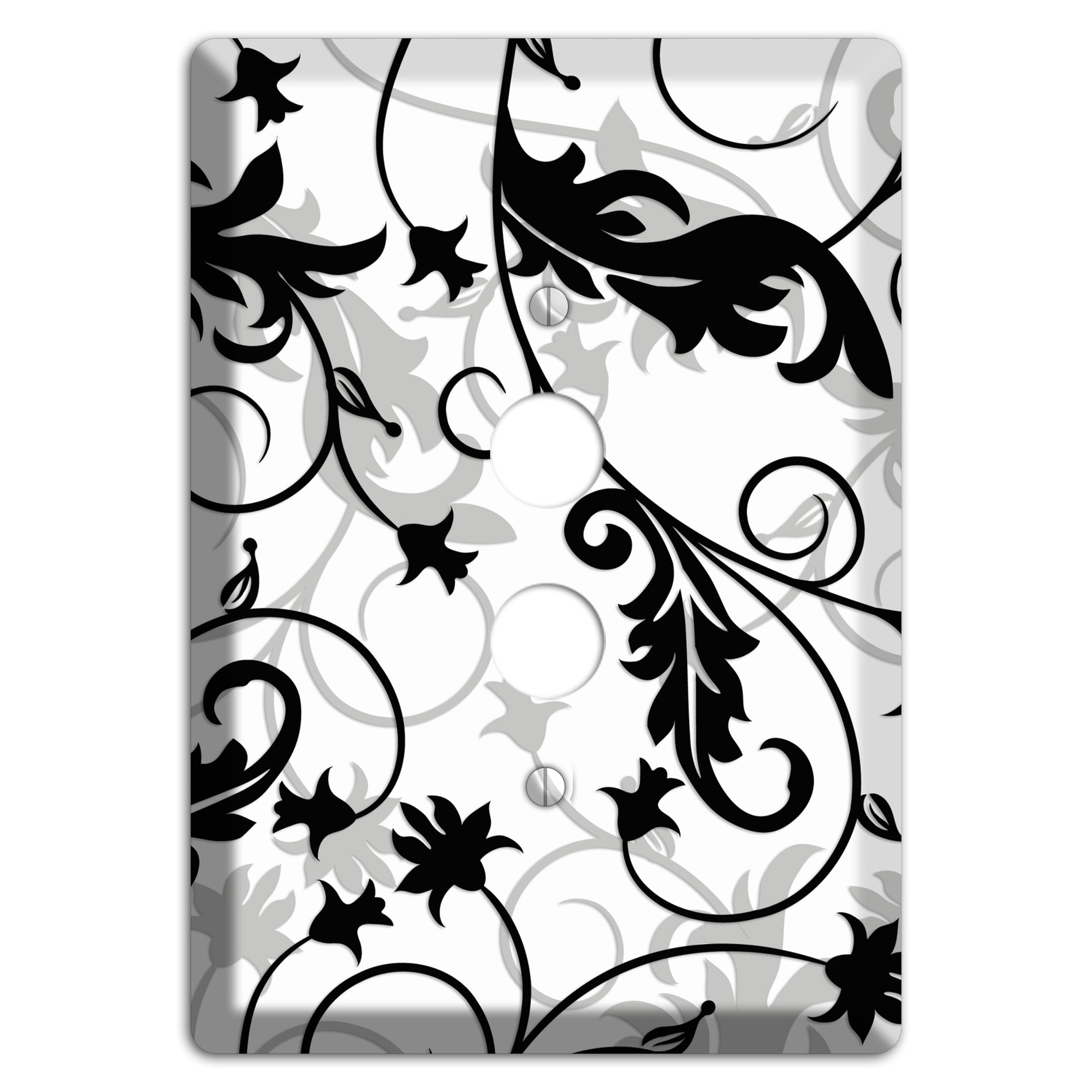 Black White and Grey Victorian Sprig 1 Pushbutton Wallplate