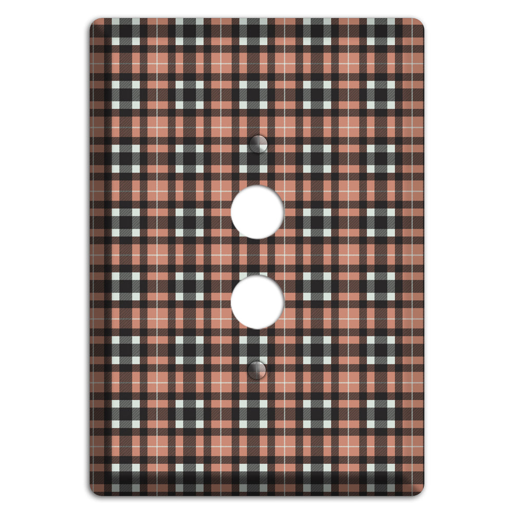 Light Brown Plaid 1 Pushbutton Wallplate