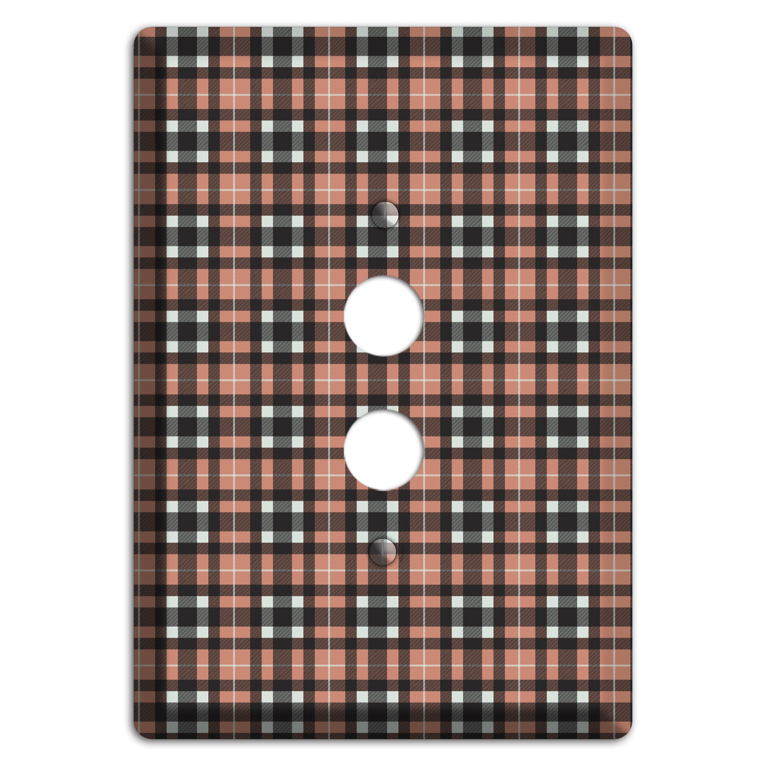 Light Brown Plaid 1 Pushbutton Wallplate