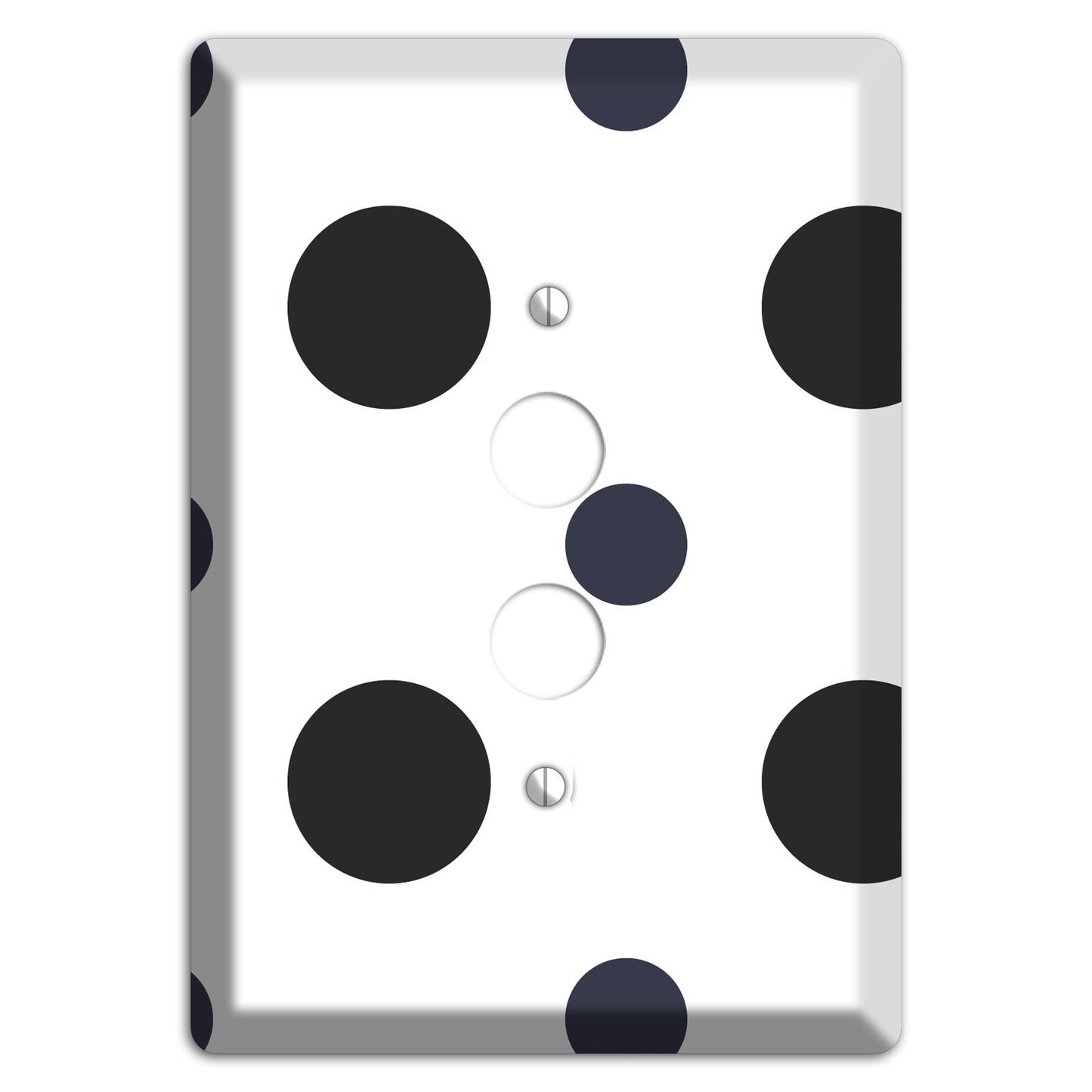 Black Multi Medium Polka Dots 1 Pushbutton Wallplate