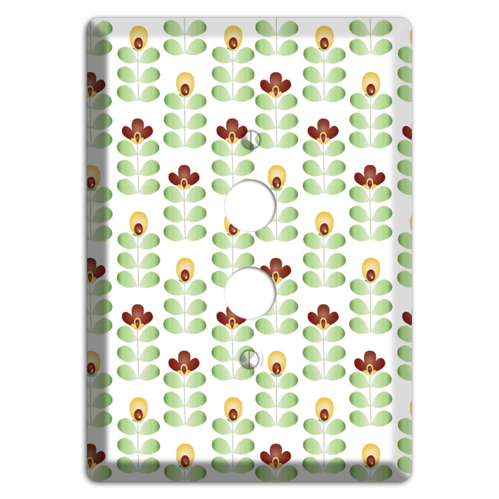Burgundy Deco Floral Half Drop 1 Pushbutton Wallplate