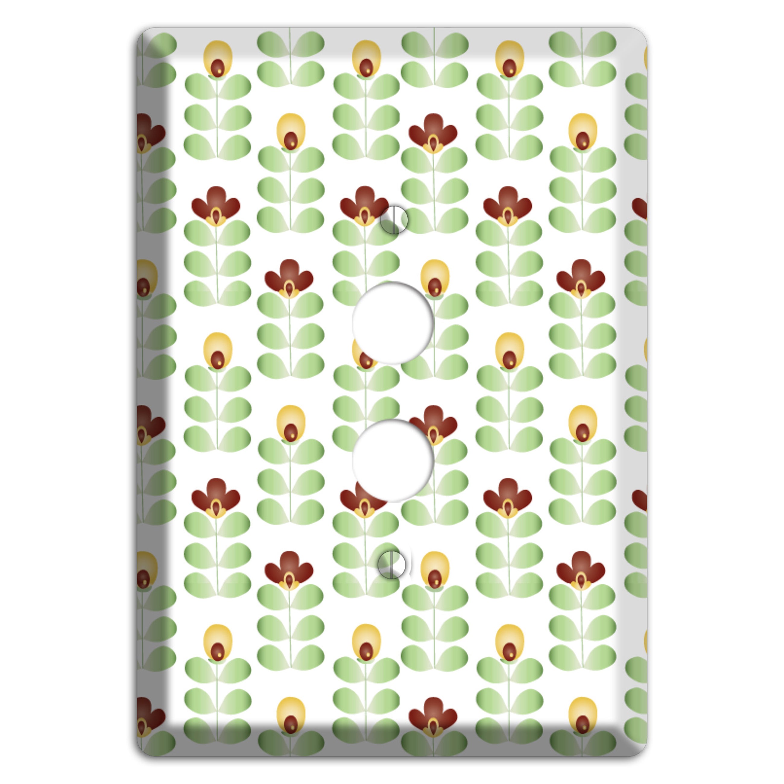 Burgundy Deco Floral Half Drop 1 Pushbutton Wallplate