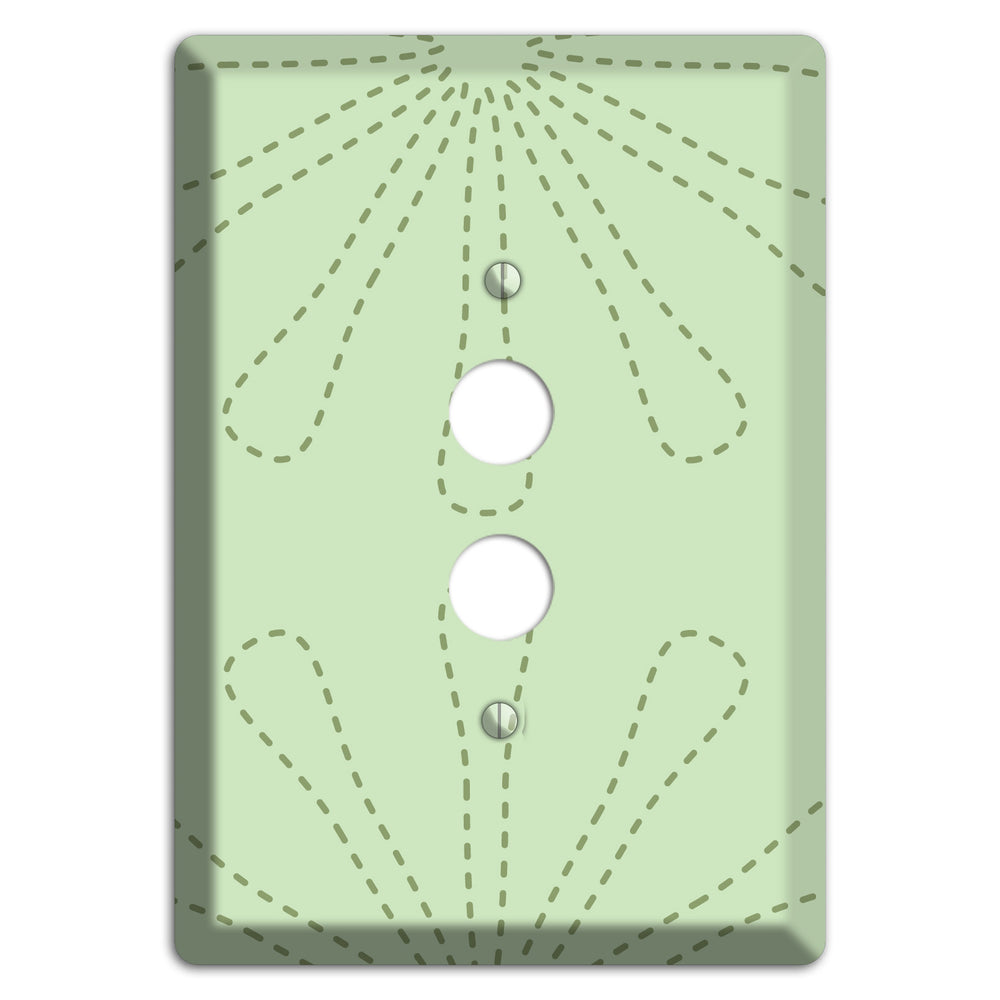 Sage Retro Stipple Floral Contour 1 Pushbutton Wallplate