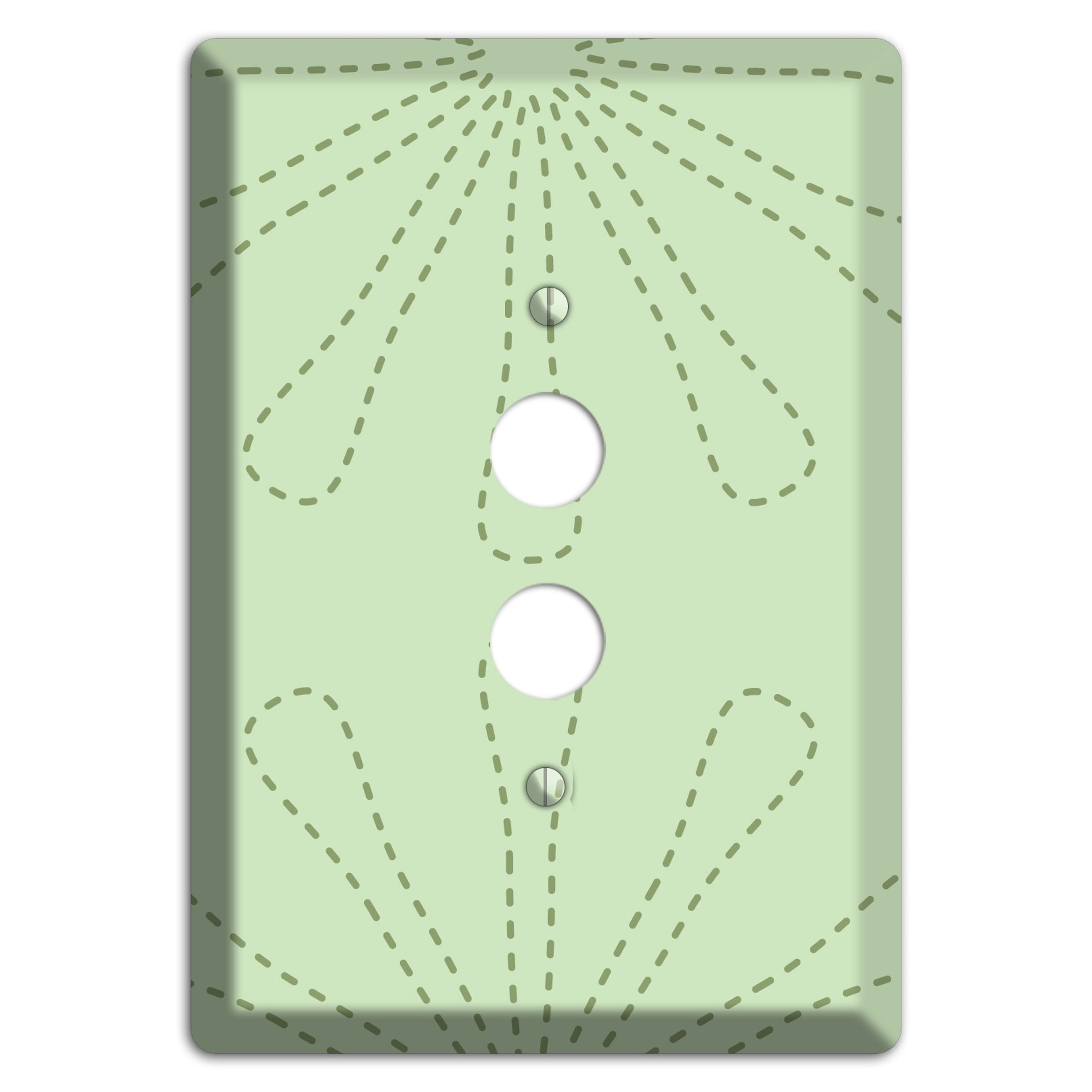 Sage Retro Stipple Floral Contour 1 Pushbutton Wallplate