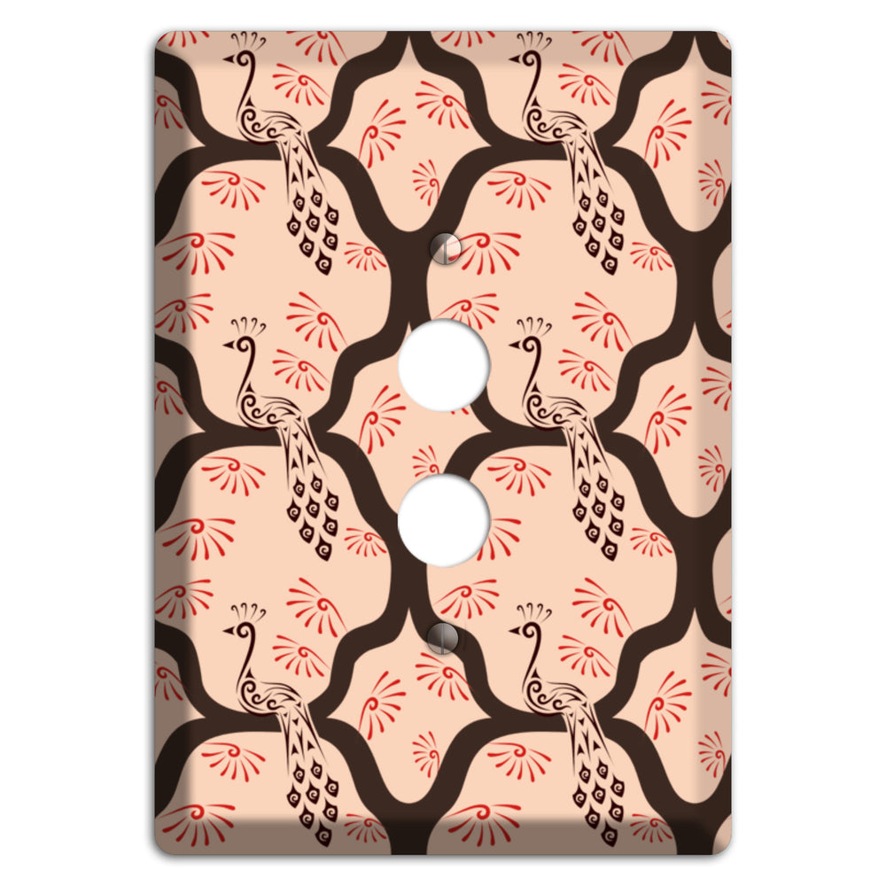 Light Quatrefoil Peacock 1 Pushbutton Wallplate