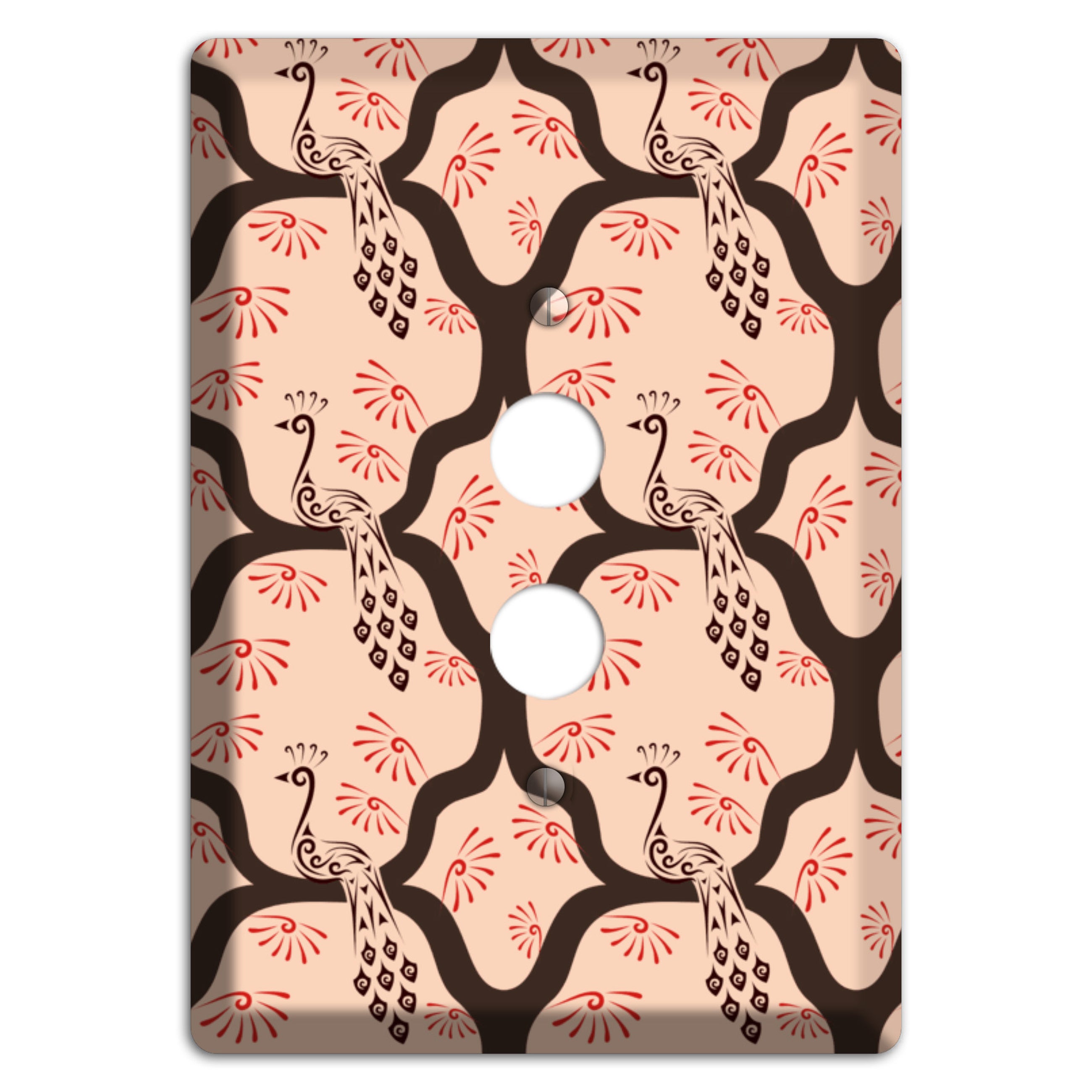 Light Quatrefoil Peacock 1 Pushbutton Wallplate