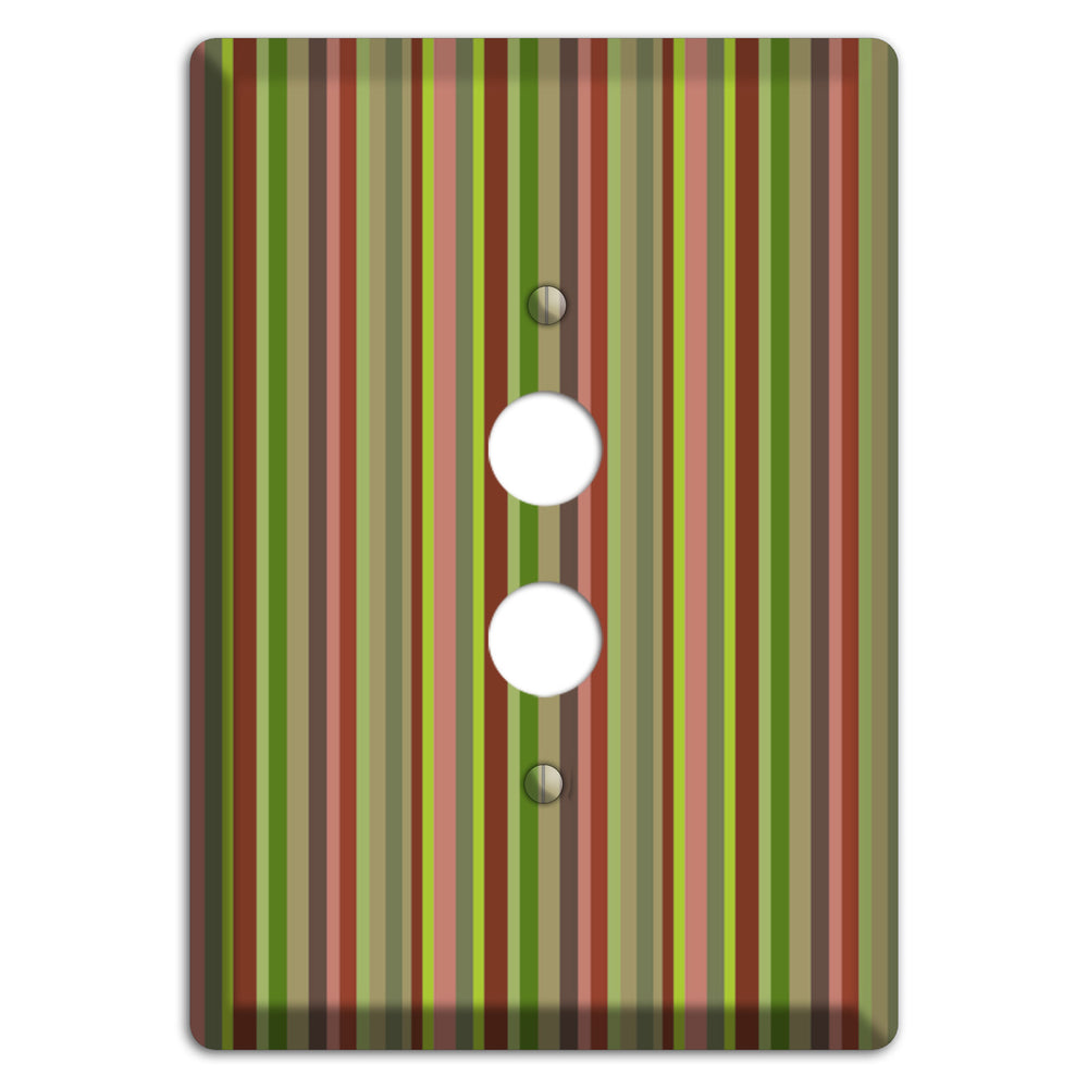 Multi Olive Burgundy Vertical Stripes 1 Pushbutton Wallplate