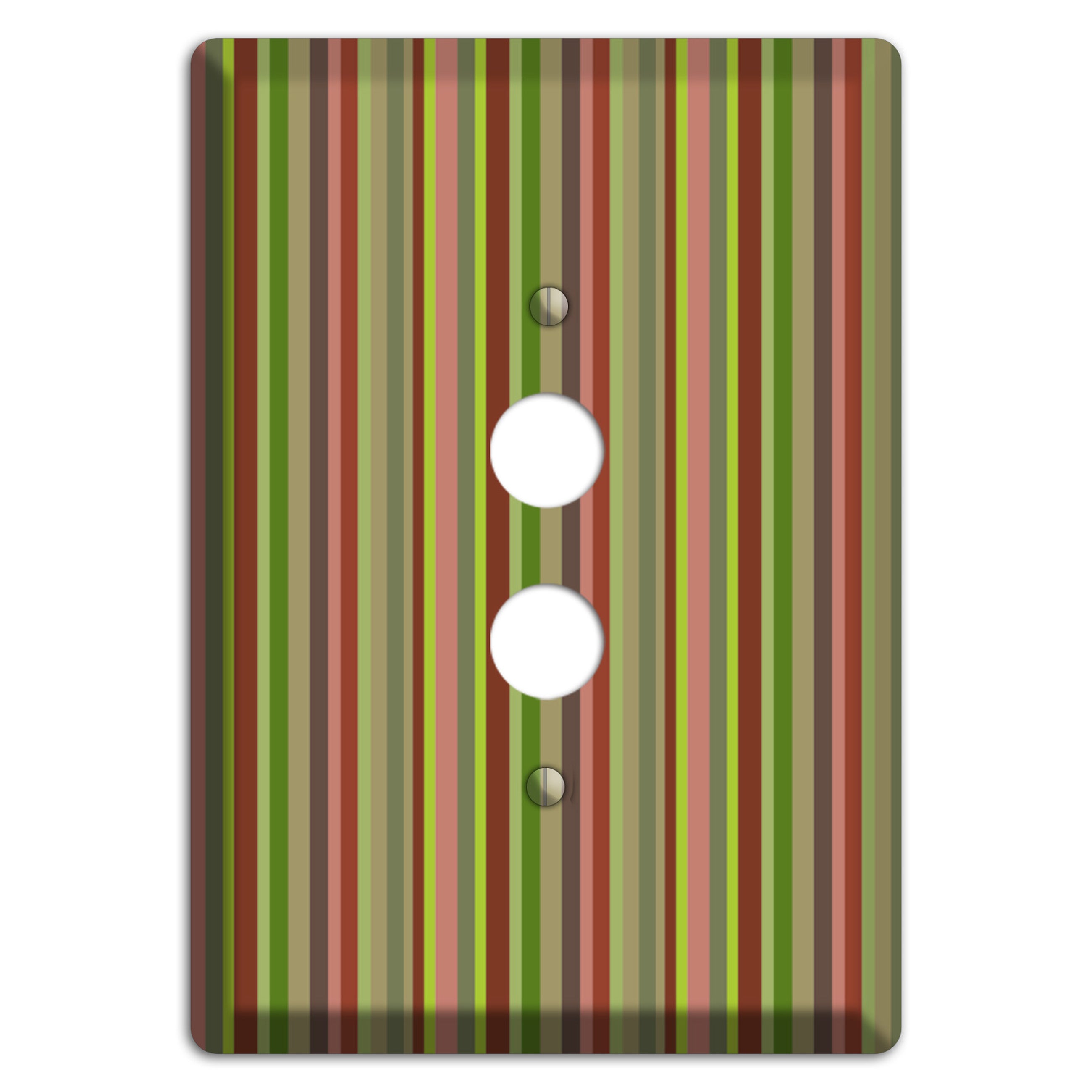Multi Olive Burgundy Vertical Stripes 1 Pushbutton Wallplate