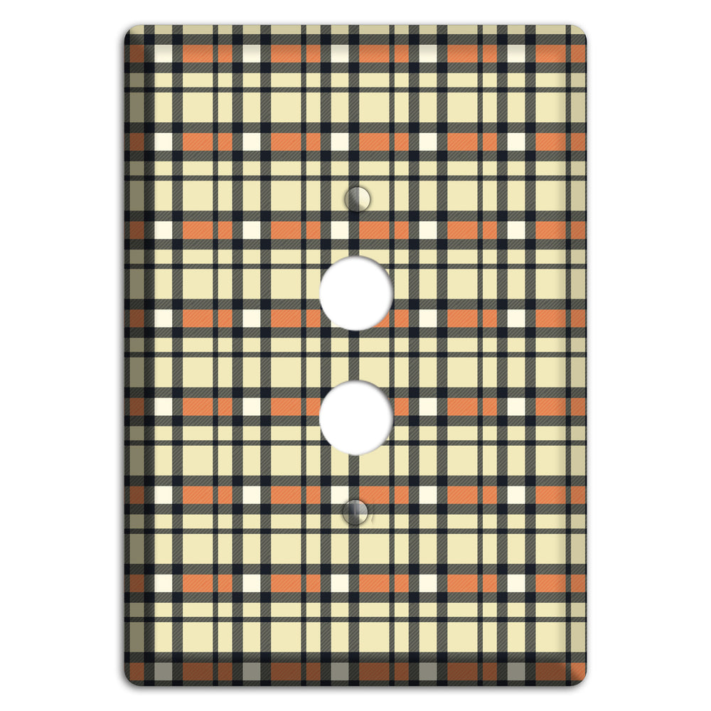 Beige and Brown Plaid 1 Pushbutton Wallplate