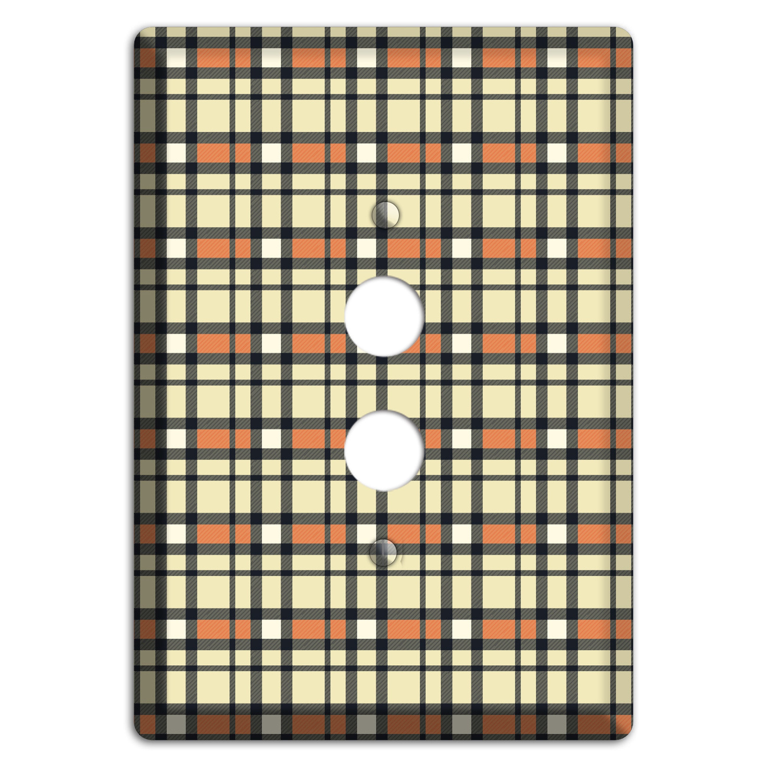 Beige and Brown Plaid 1 Pushbutton Wallplate