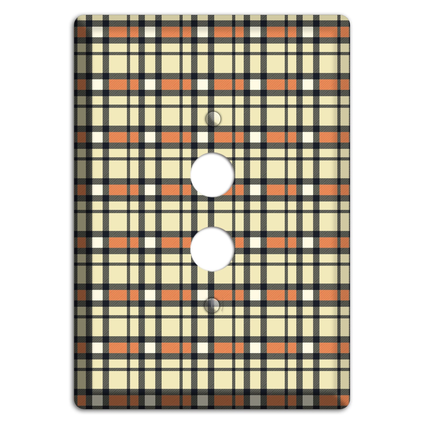 Beige and Brown Plaid 1 Pushbutton Wallplate