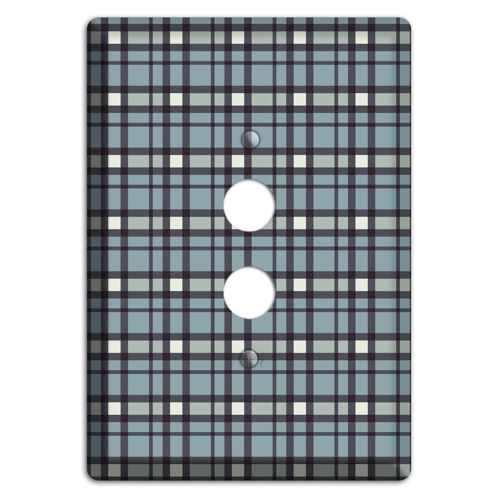 Dusty Blue Plaid 1 Pushbutton Wallplate