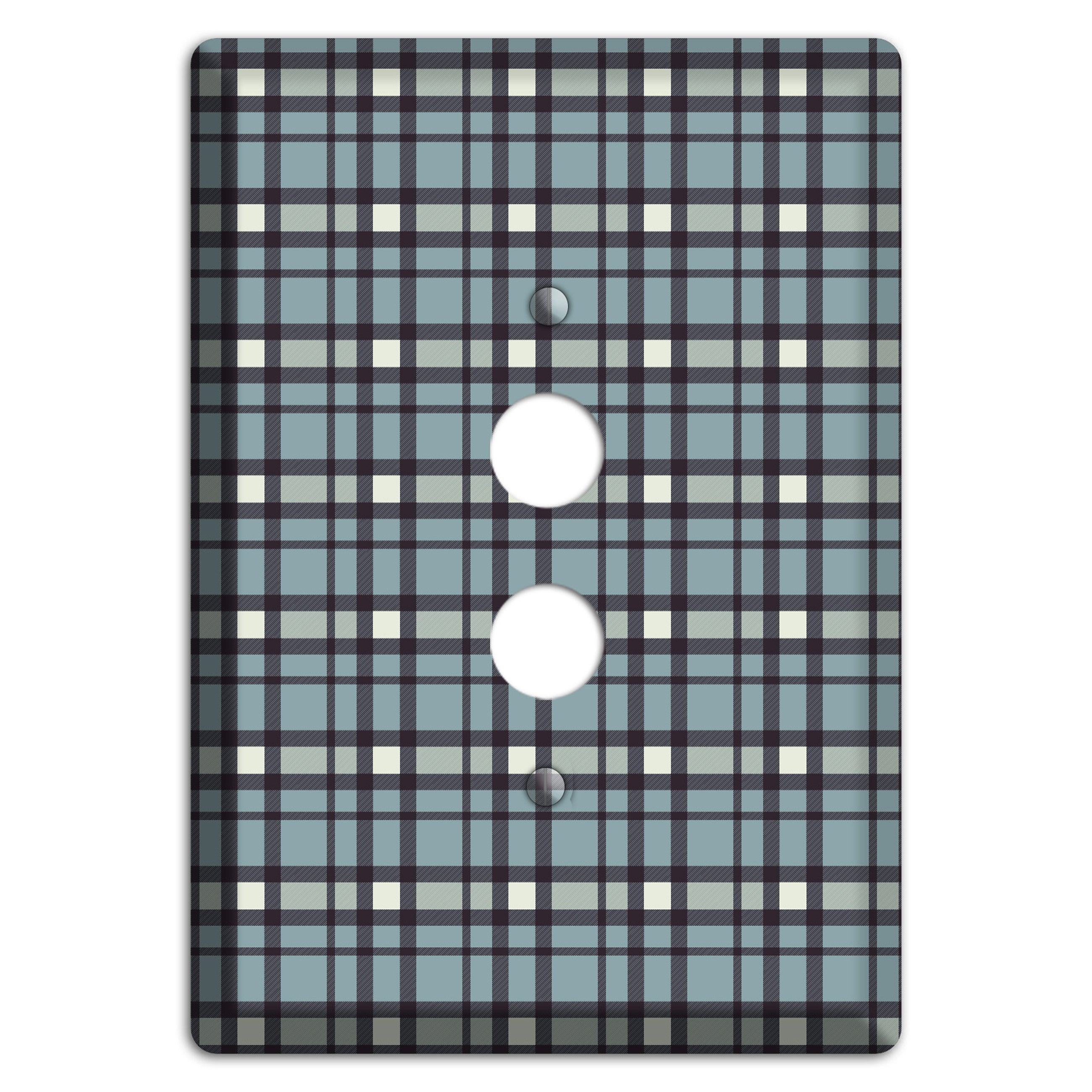Dusty Blue Plaid 1 Pushbutton Wallplate