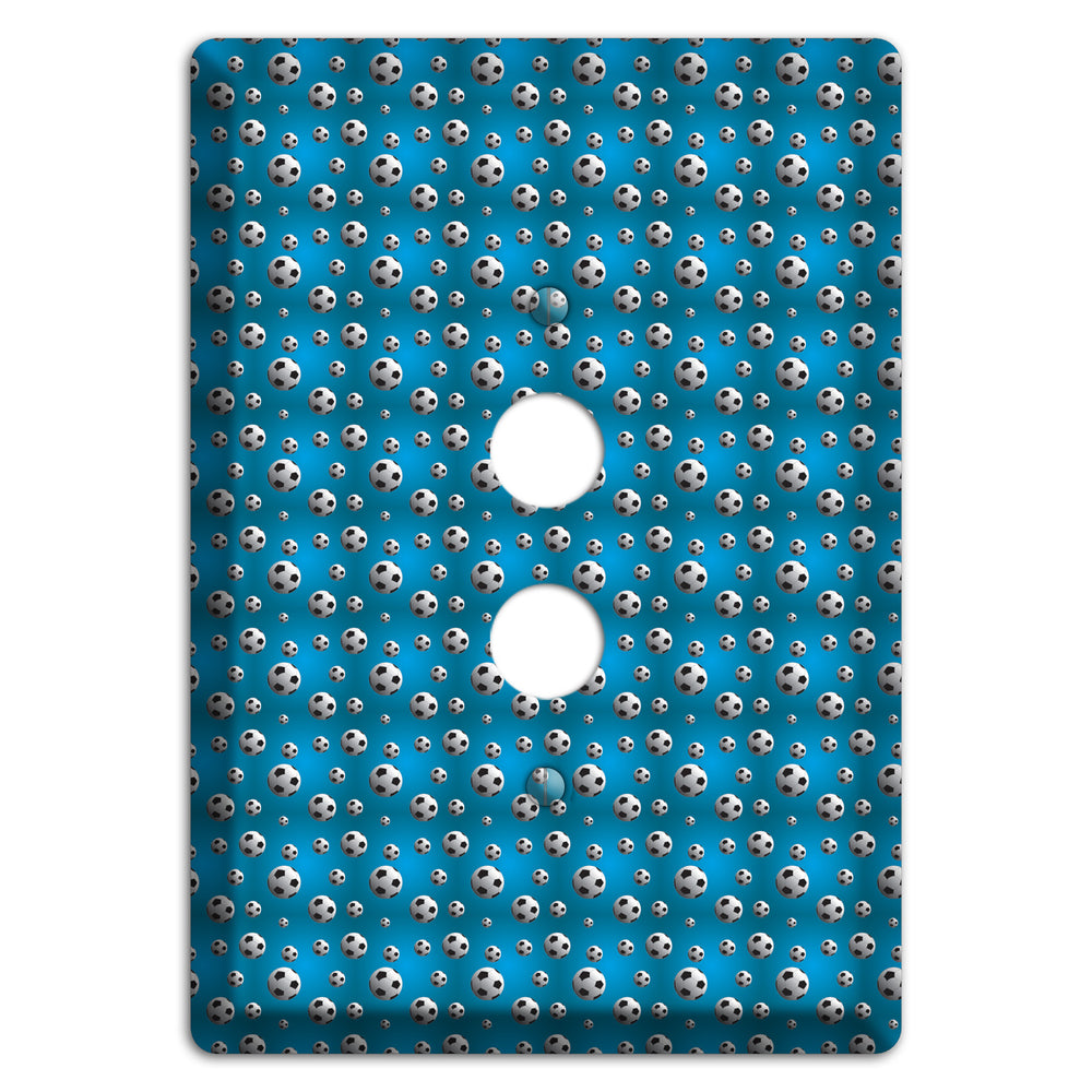 Blue with Soccer Balls 1 Pushbutton Wallplate