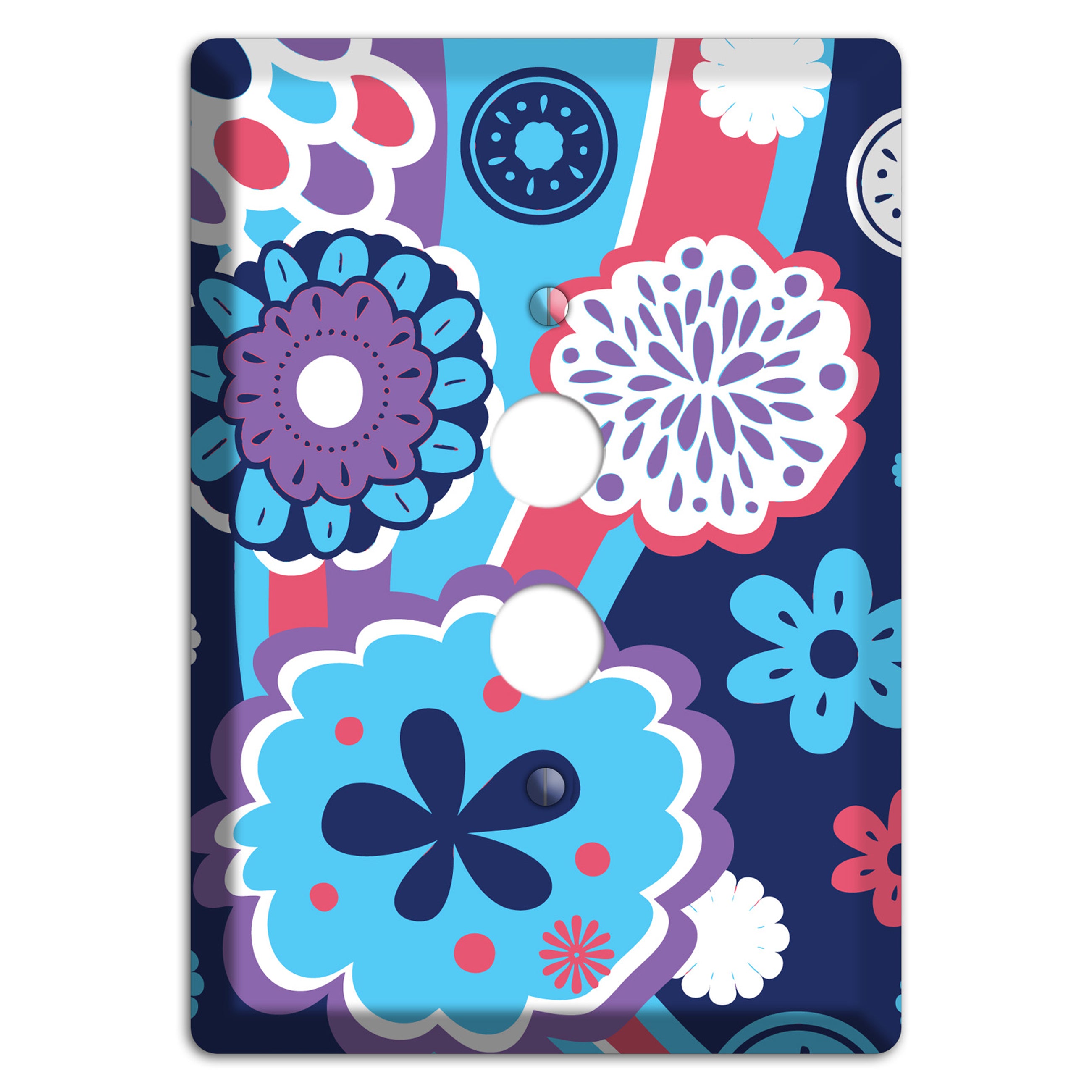 Blue Purple and Pink Retro Suzani 1 Pushbutton Wallplate