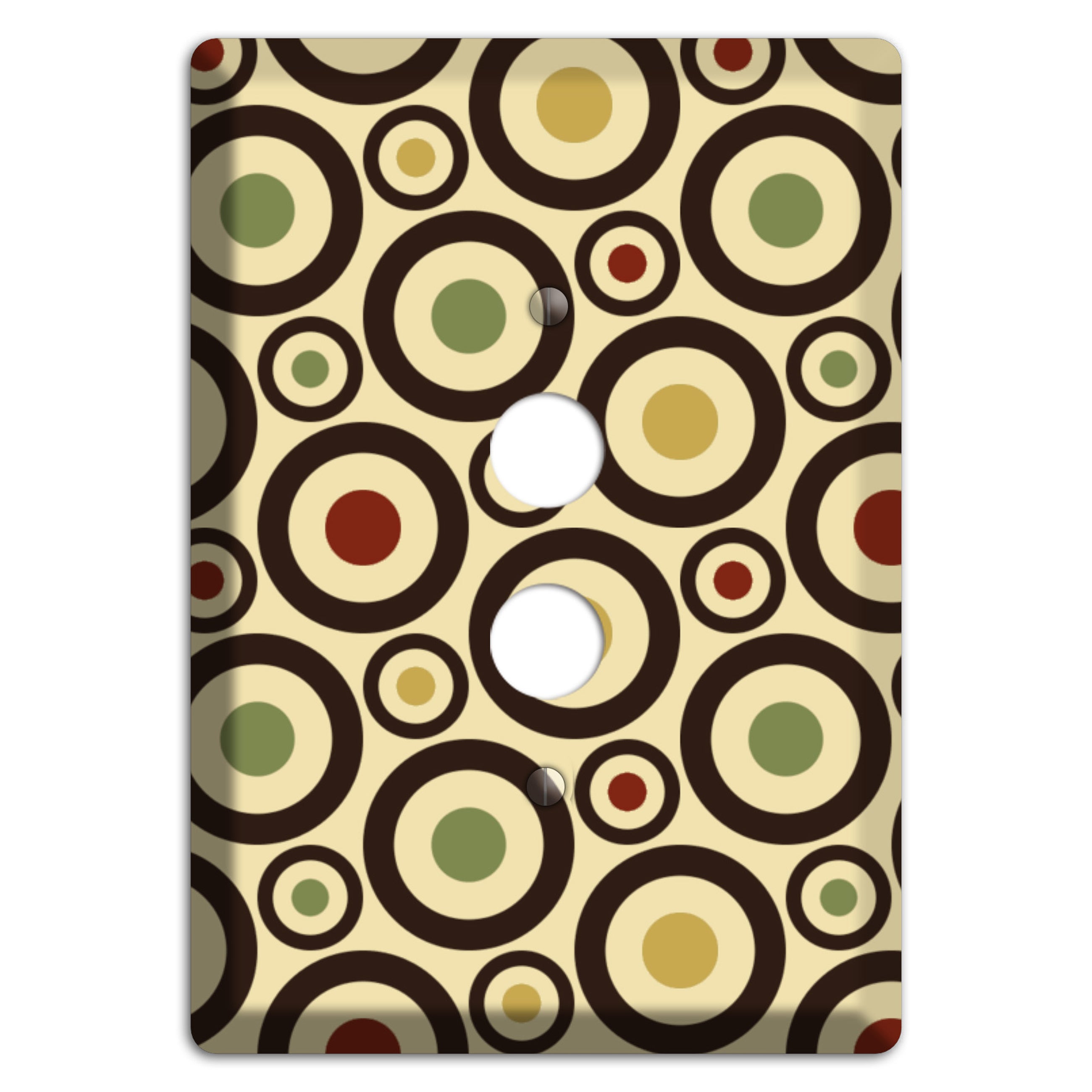 Beige with Olive Mustard Maroon Retro Bullseye 1 Pushbutton Wallplate