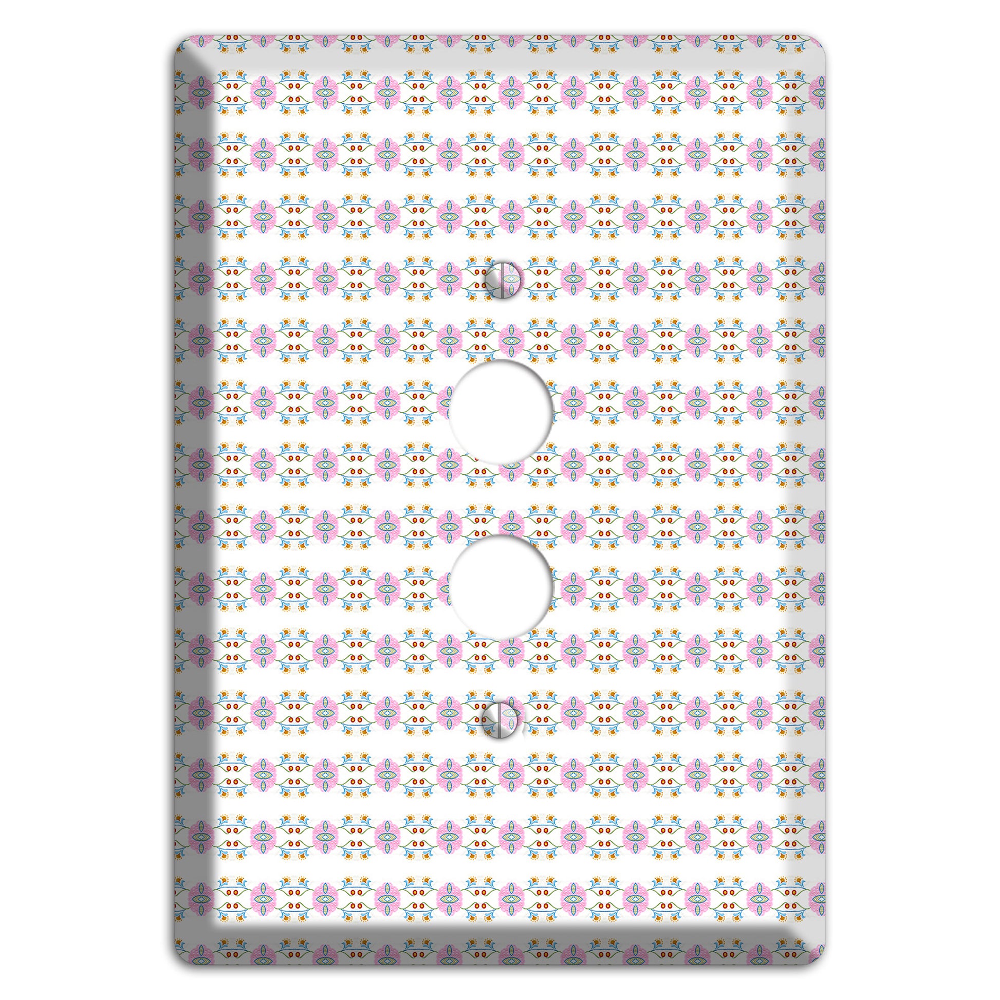 White with Lavendar Green Red Tapestry 1 Pushbutton Wallplate