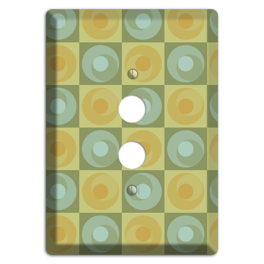 Multi Sage and Mustard Checked Circles 1 Pushbutton Wallplate