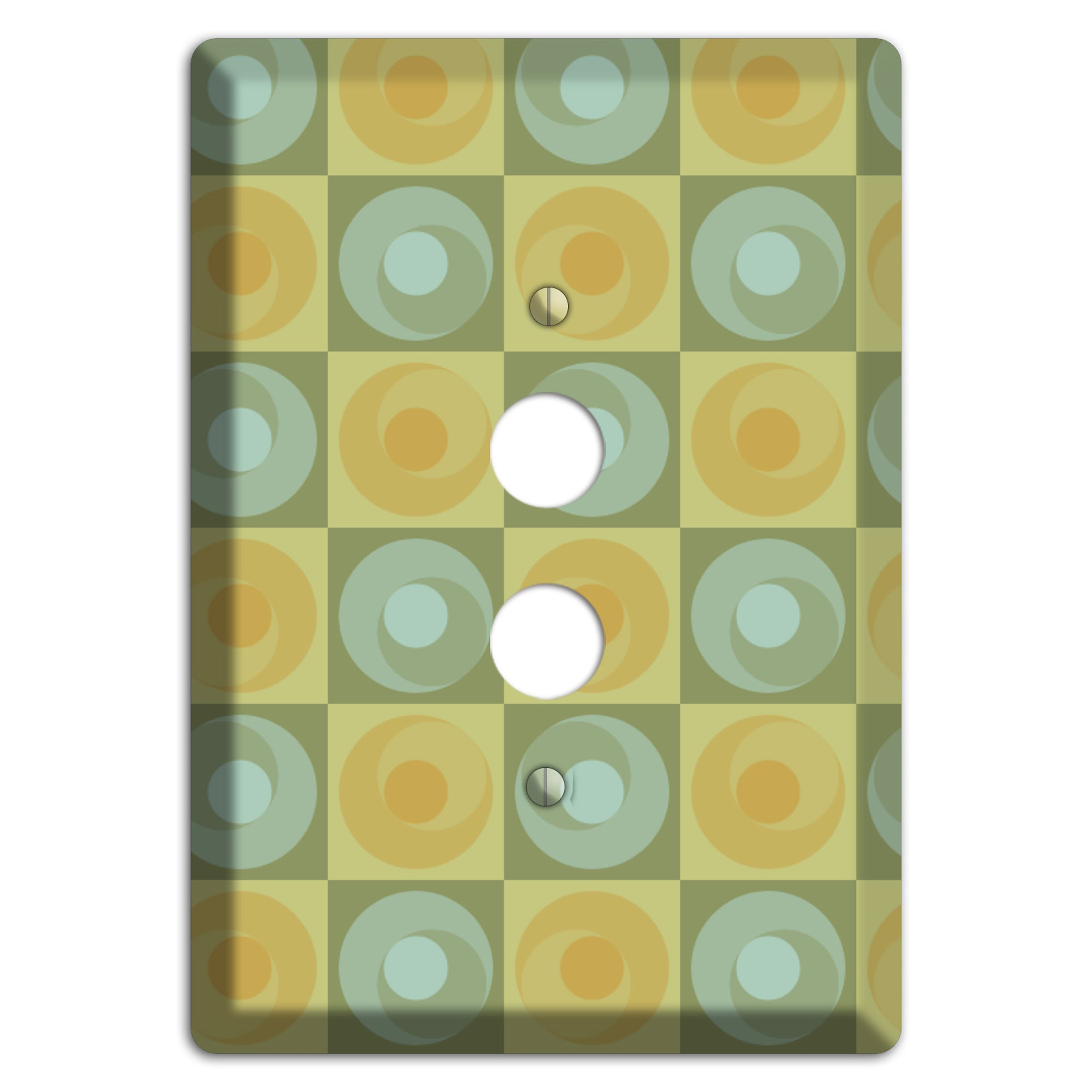 Multi Sage and Mustard Checked Circles 1 Pushbutton Wallplate