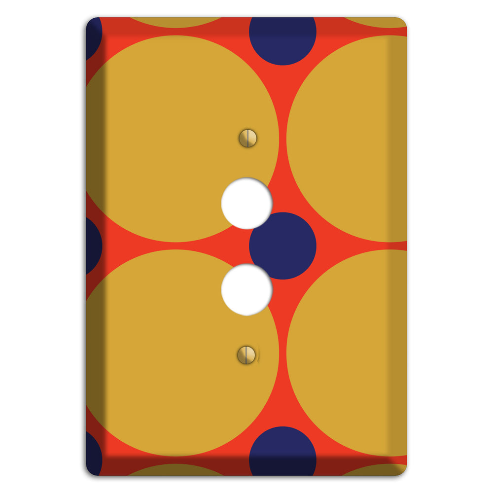 Red with Mustard and Blue Multi Tiled Large Dots 1 Pushbutton Wallplate