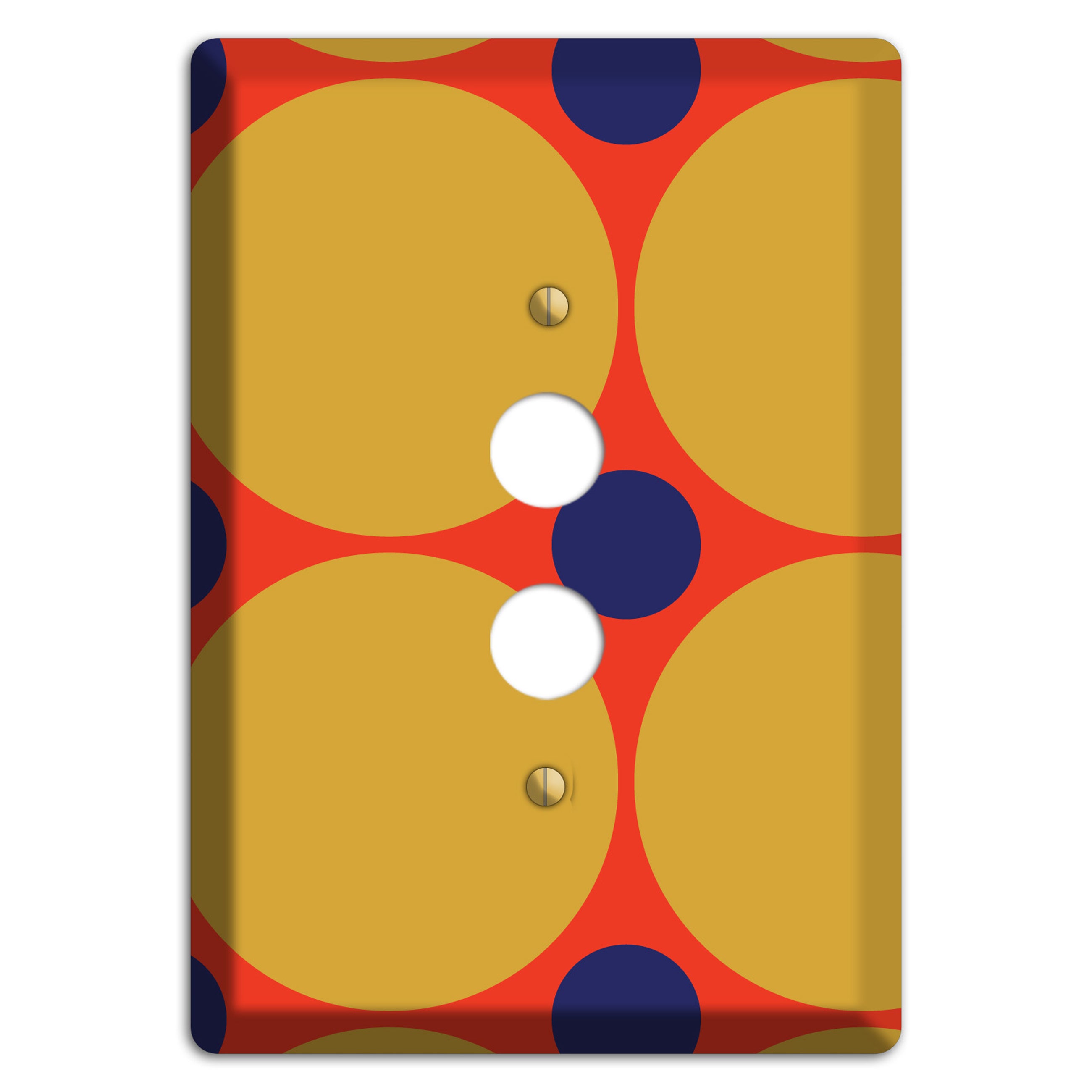 Red with Mustard and Blue Multi Tiled Large Dots 1 Pushbutton Wallplate