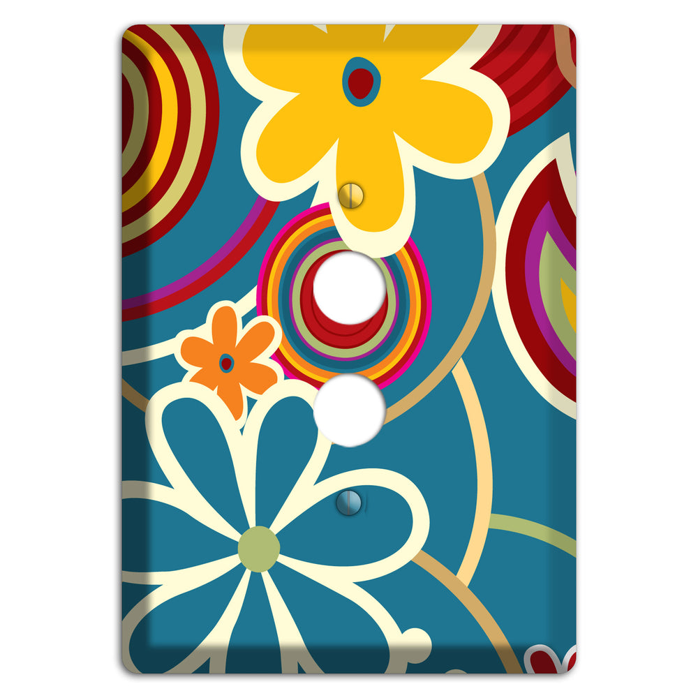 Bold Blue Flowers 1 Pushbutton Wallplate