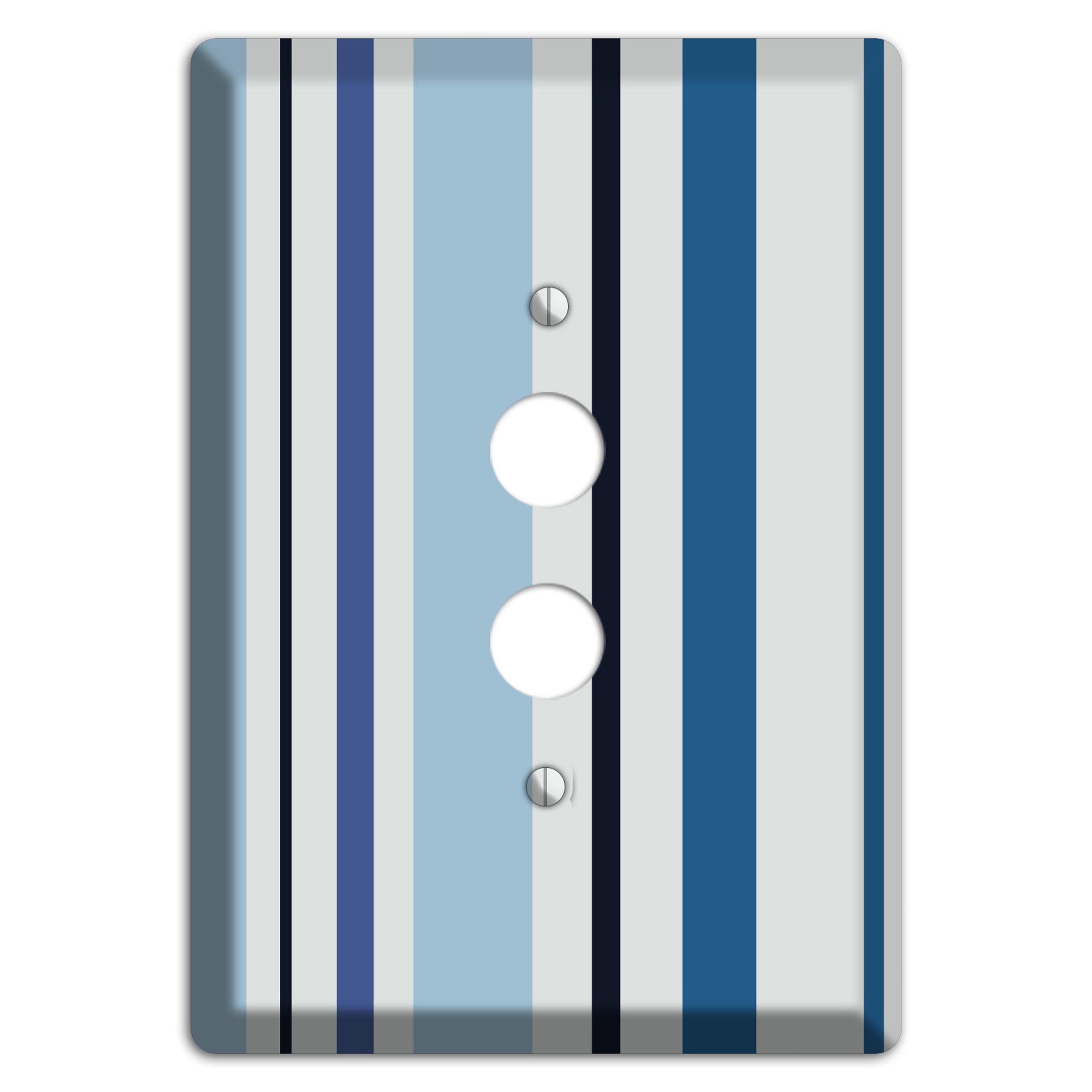 Multi White and Blue Vertical Stripe 1 Pushbutton Wallplate