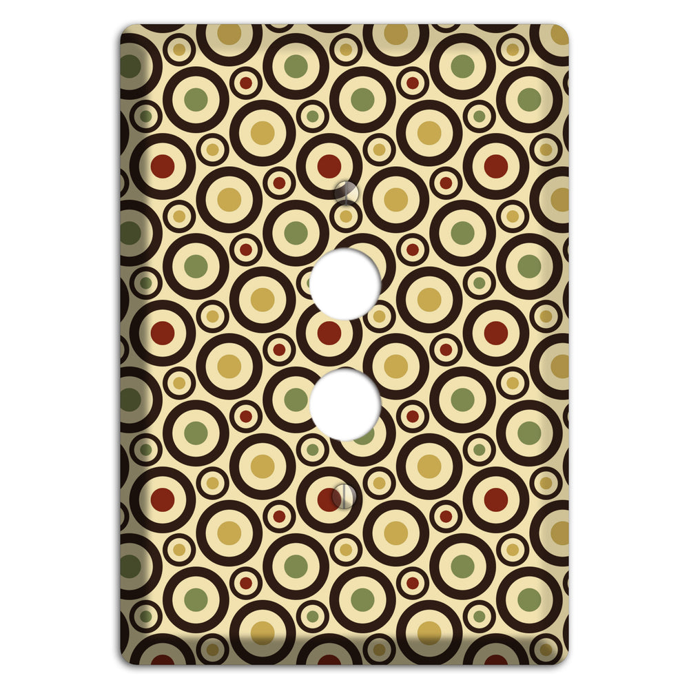 Beige with Olive Mustard Maroon Retro Tiny Bullseye 1 Pushbutton Wallplate