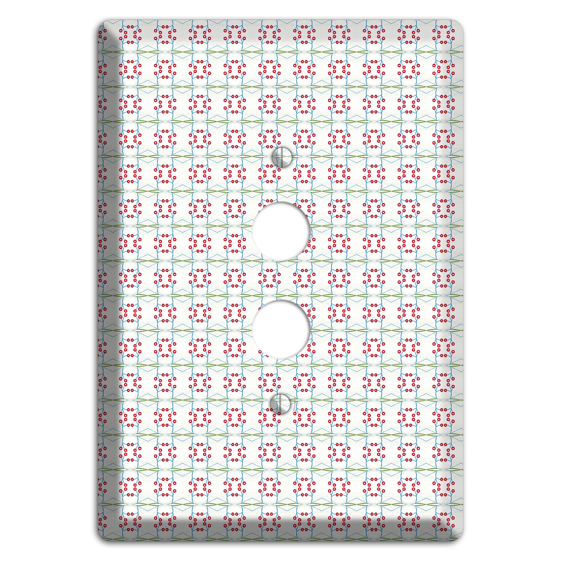 White with Red and Green Tapestry 1 Pushbutton Wallplate