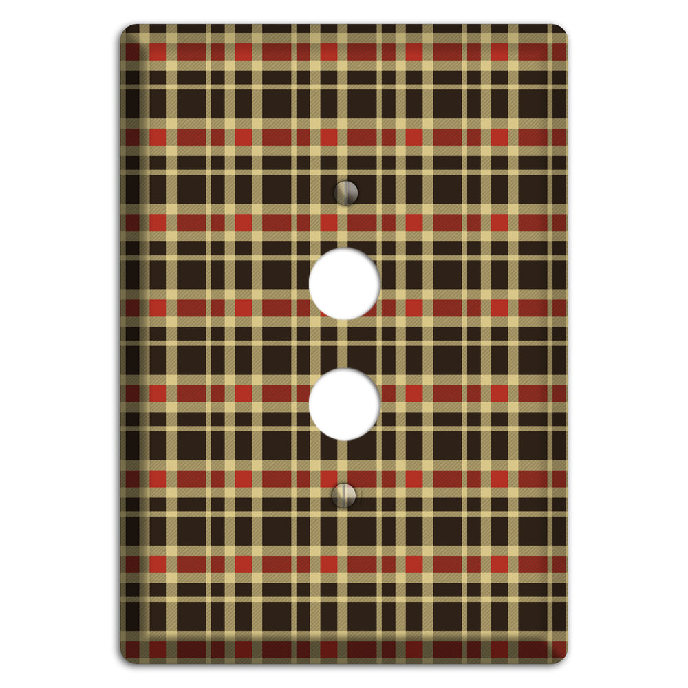 Maroon and Black Plaid 1 Pushbutton Wallplate