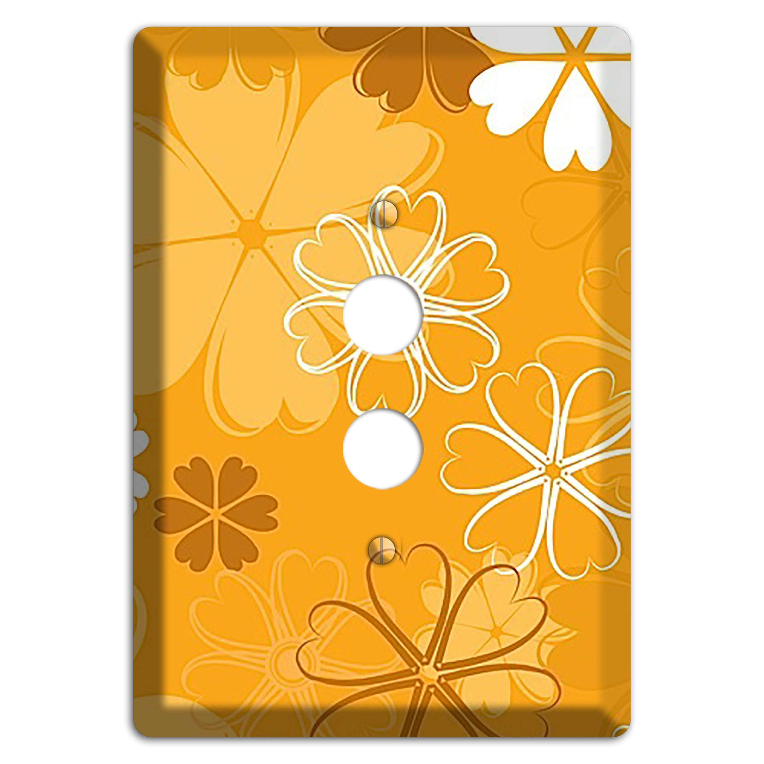Orange Retro Flowers 1 Pushbutton Wallplate