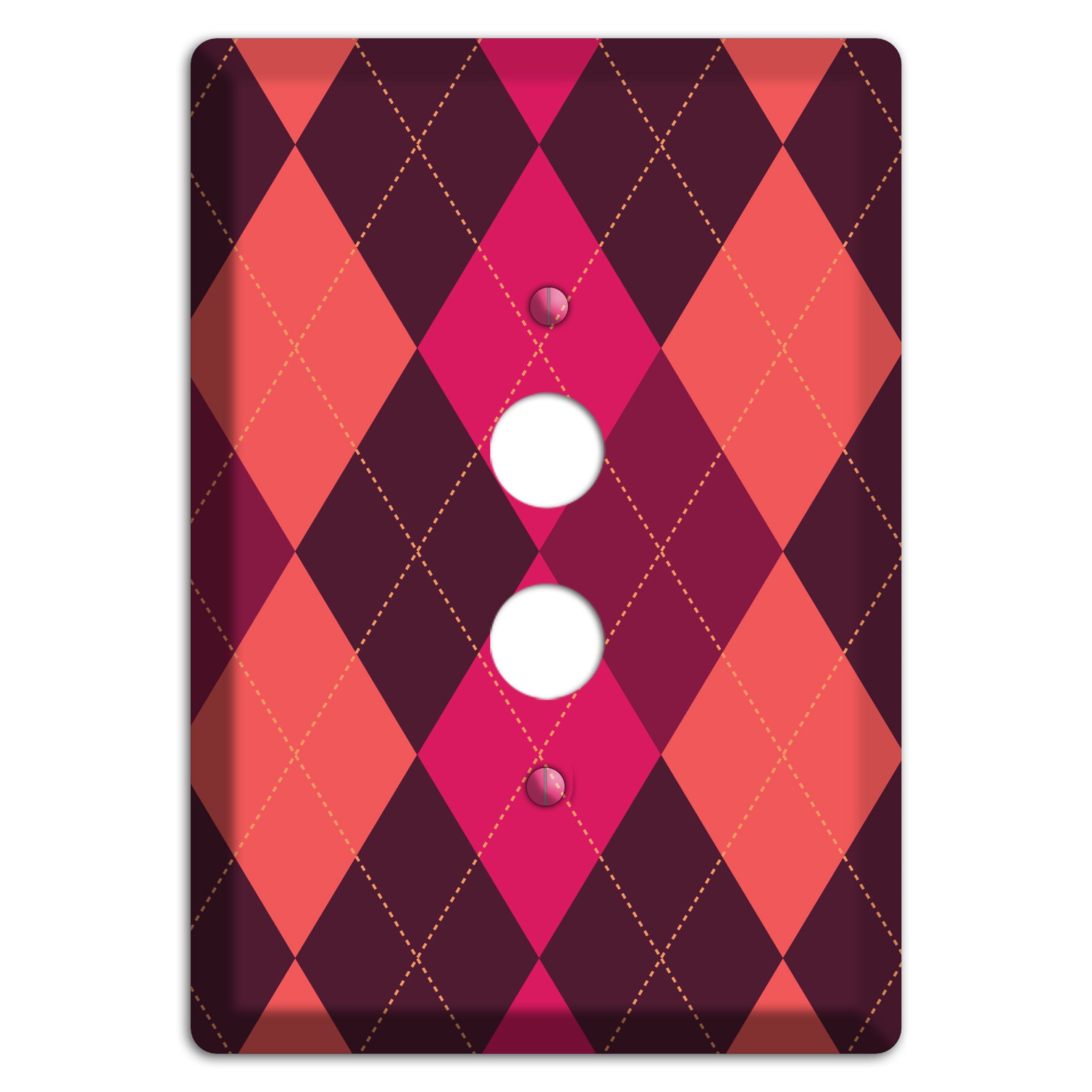 Orange and Pink Argyle 1 Pushbutton Wallplate
