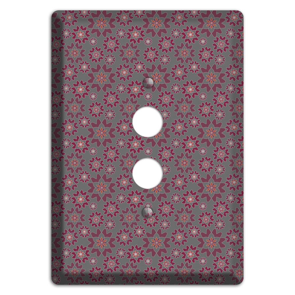 Grey with Tiny Burgundy Retro Suzani 2 1 Pushbutton Wallplate