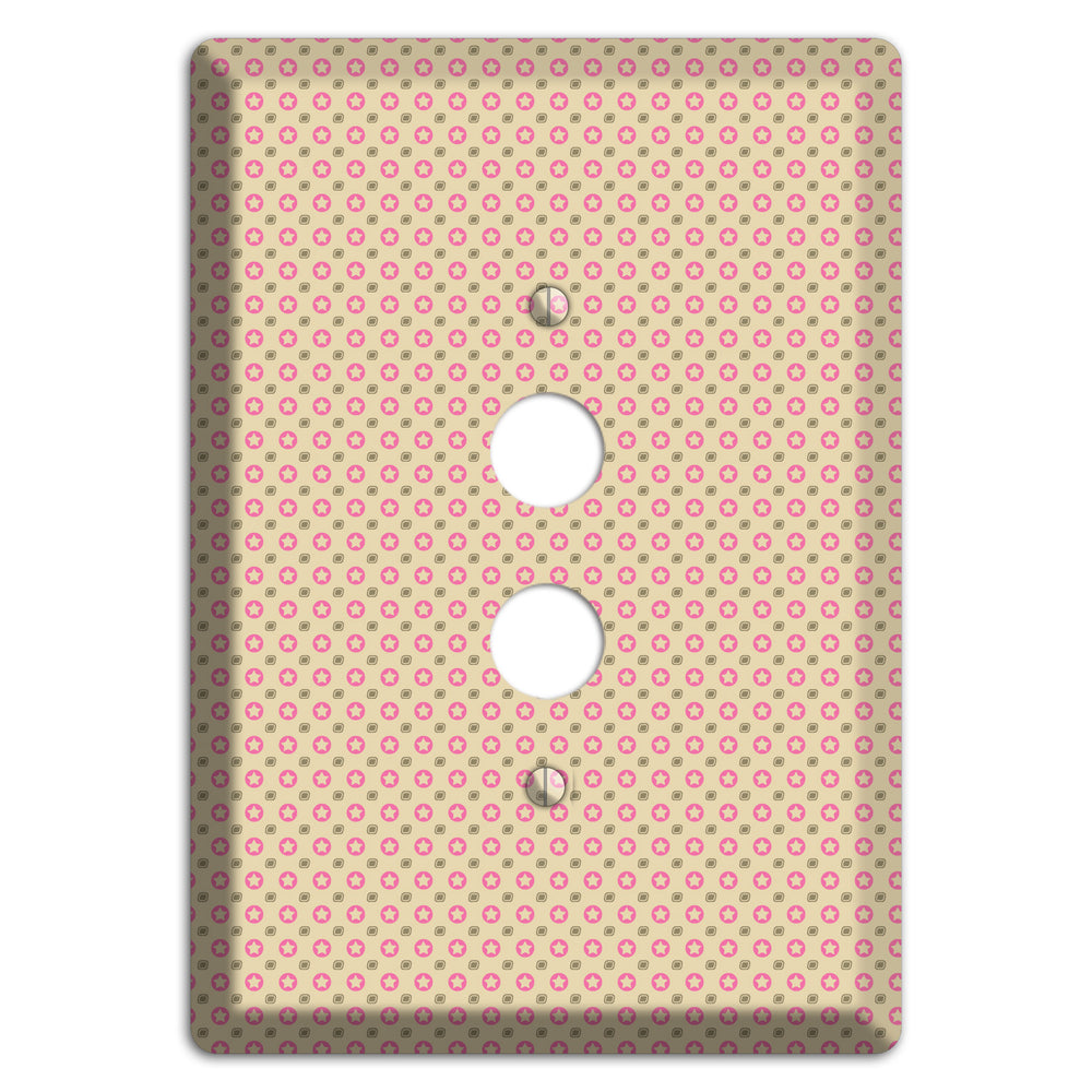 Beige with Pink Stars 1 Pushbutton Wallplate