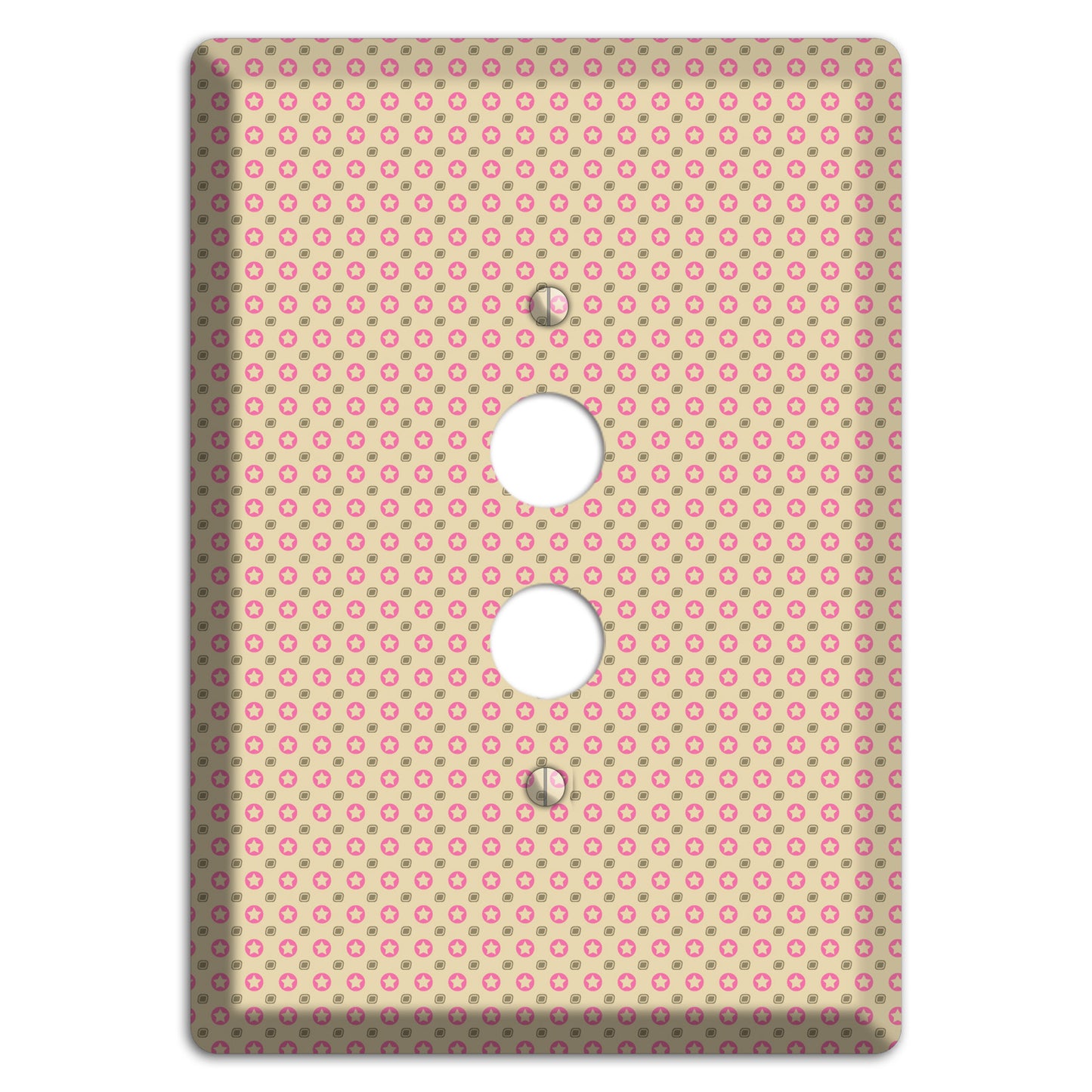 Beige with Pink Stars 1 Pushbutton Wallplate
