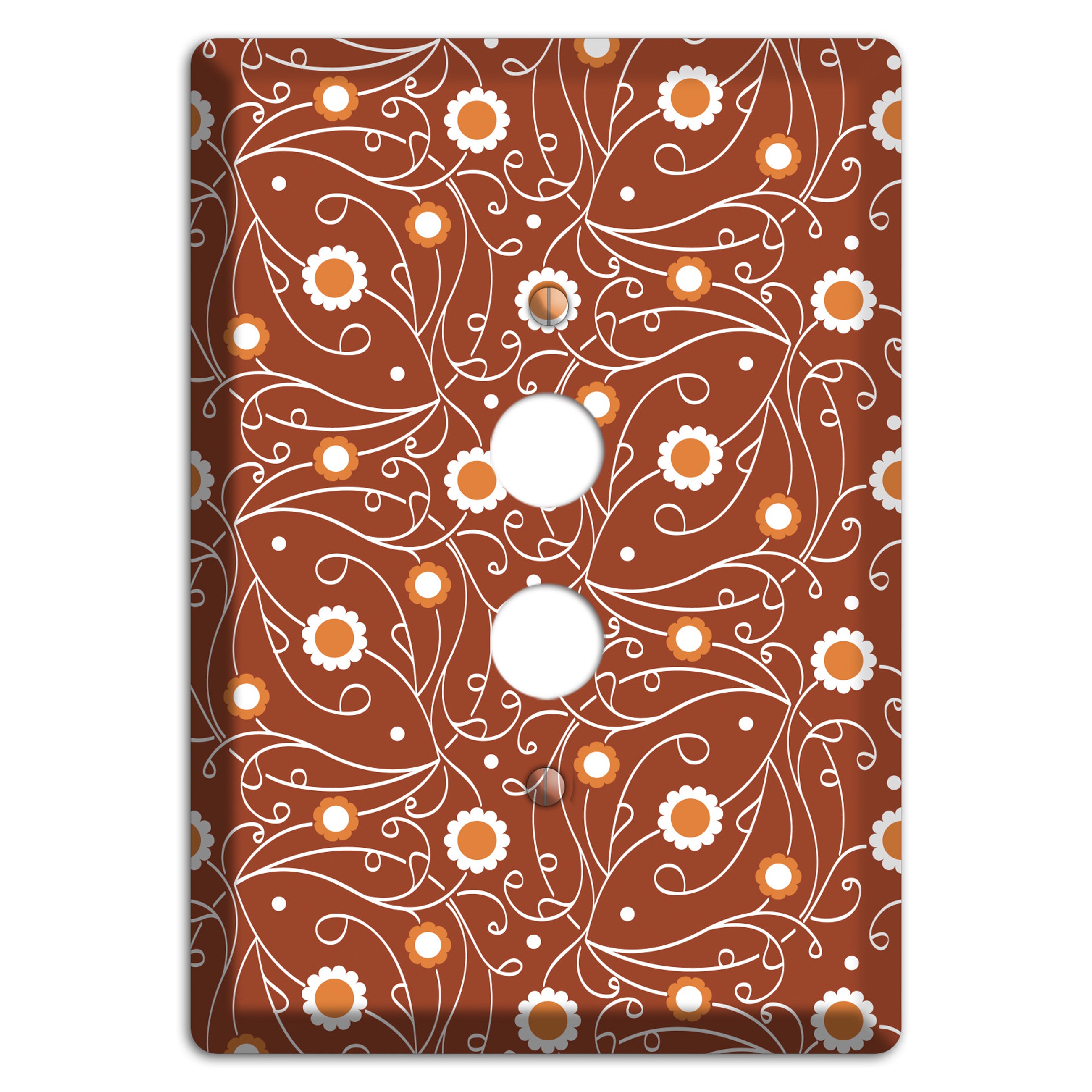 Brown Vine Floral 1 Pushbutton Wallplate
